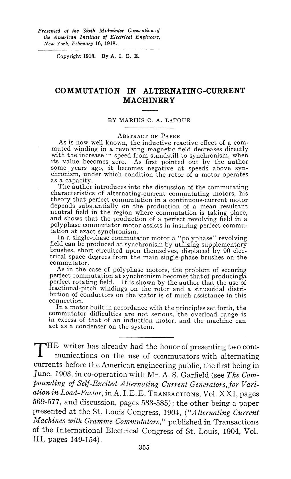 Commutation in Alternating-Current Machinery