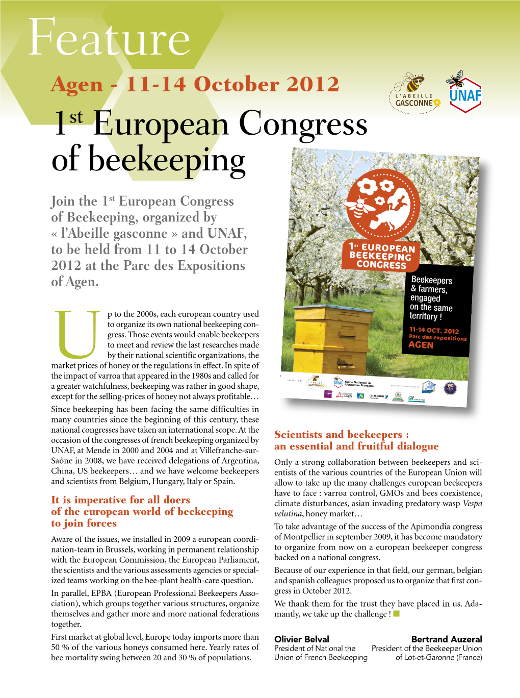 Feature Agen - 11-14 October 2012 L’ABEILLE GASCONNE 1St European Congress of Beekeeping