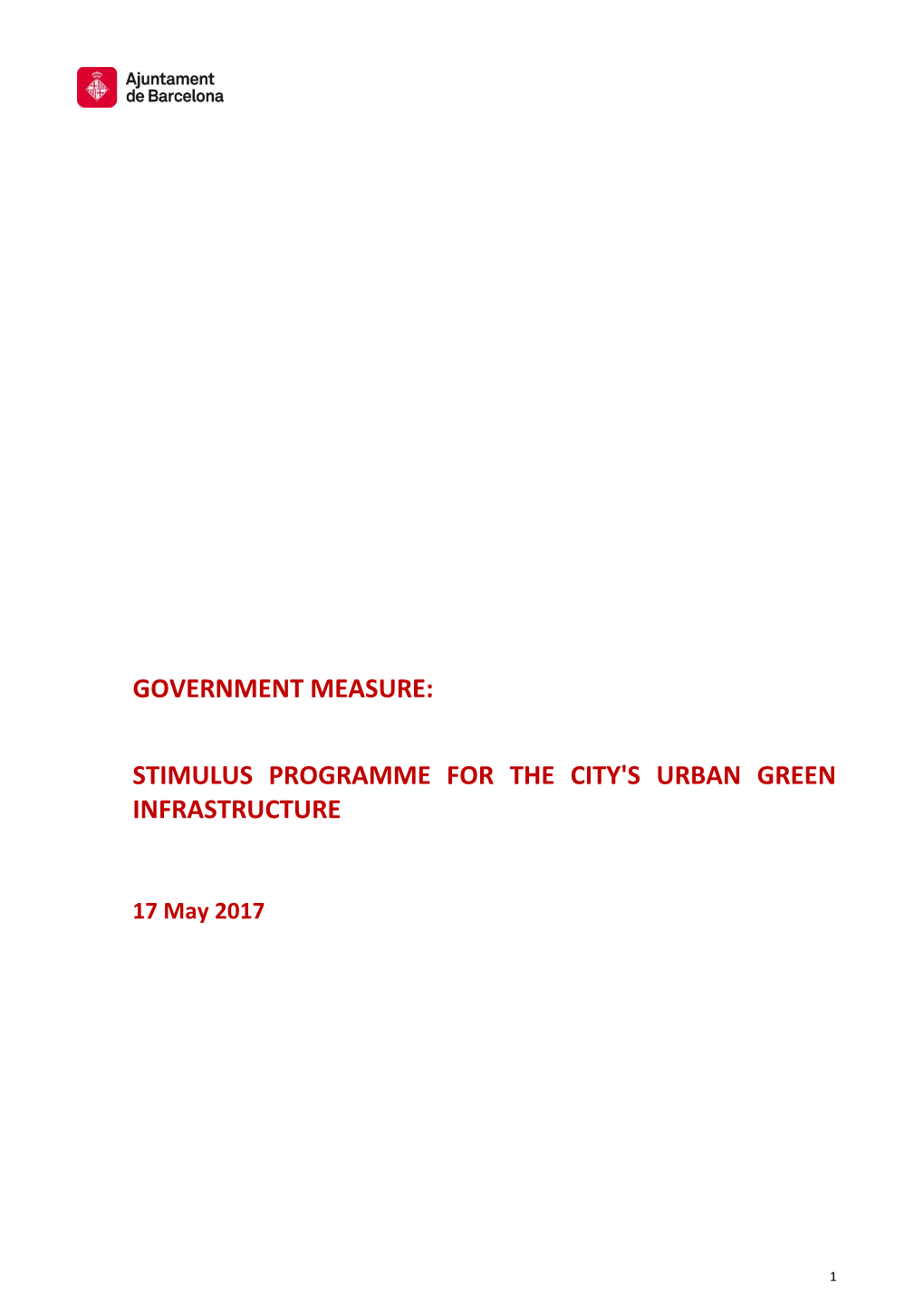 Stimulus Programme for the City's Urban Green Infrastructure