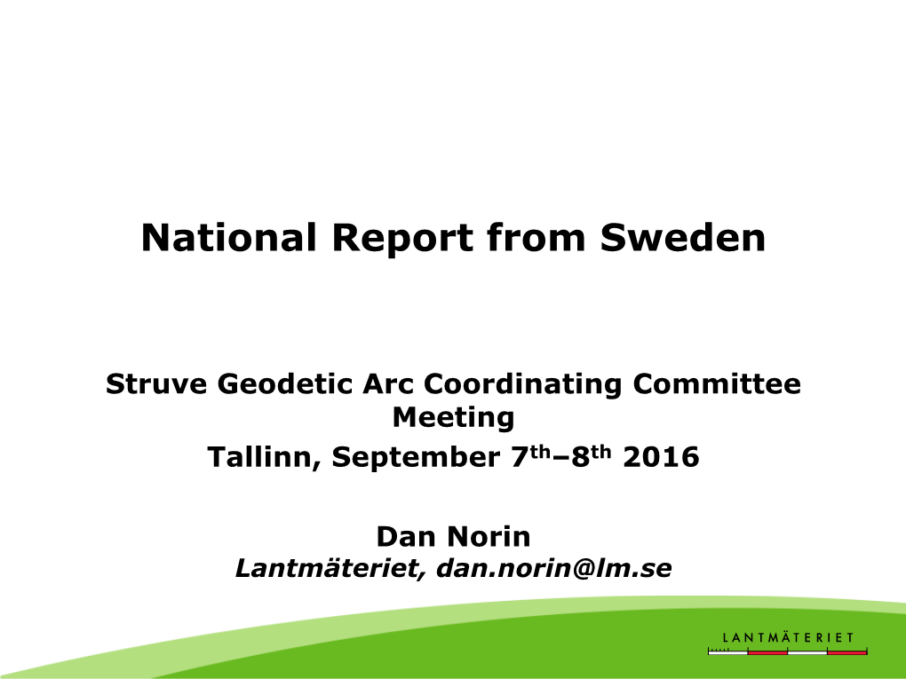 National Report from Sweden