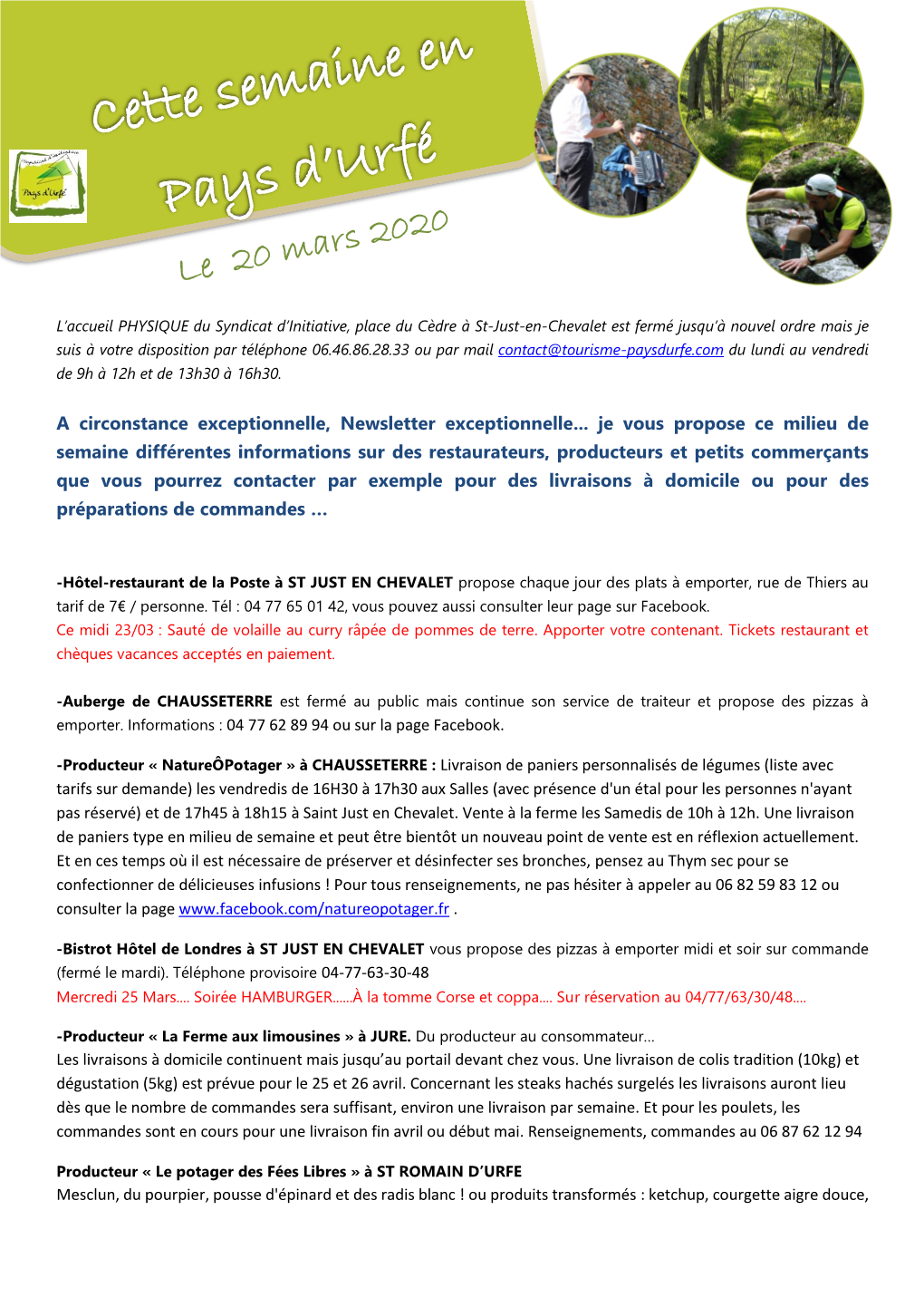 A Circonstance Exceptionnelle, Newsletter Exceptionnelle... Je Vous