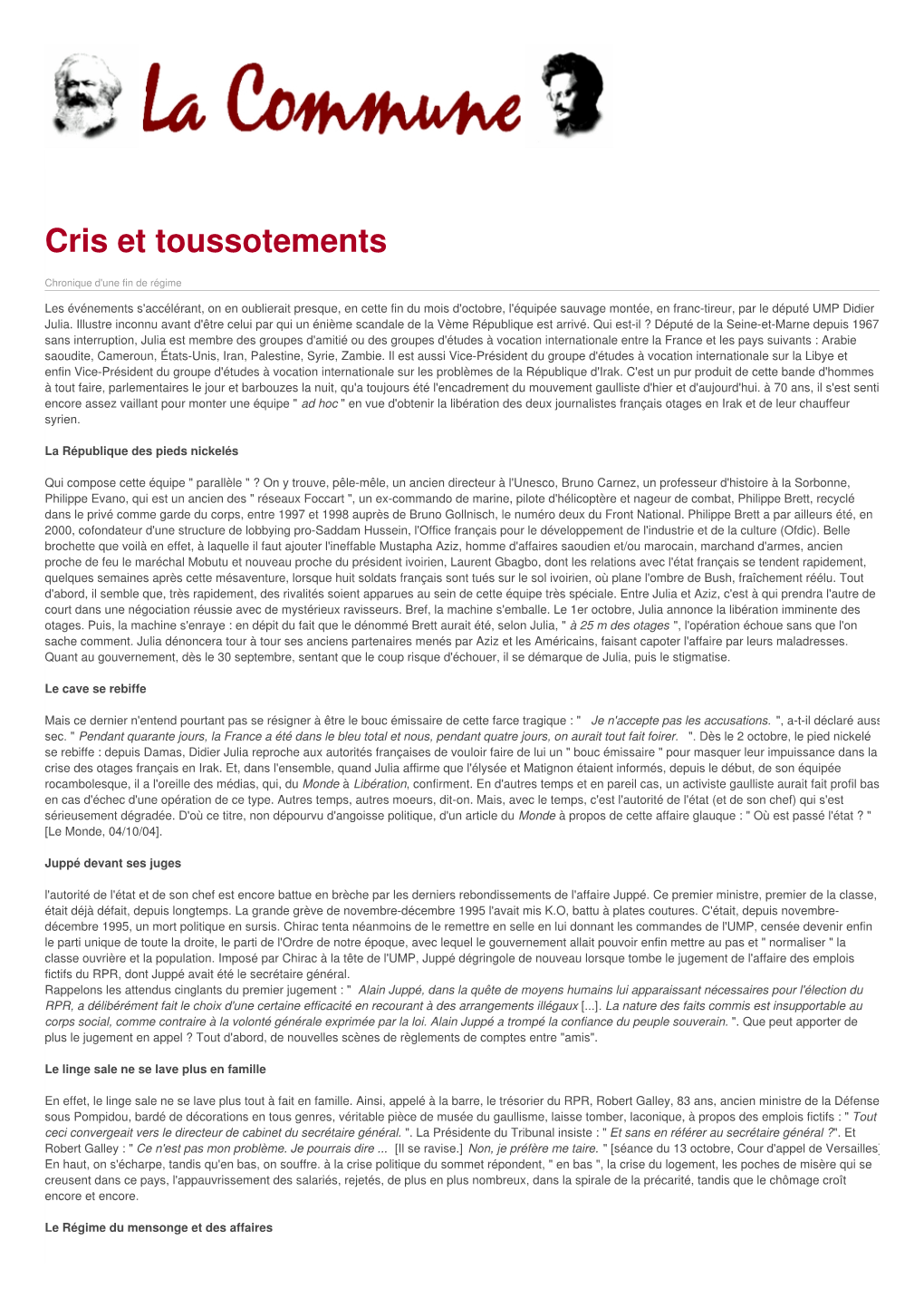 Cris Et Toussotements