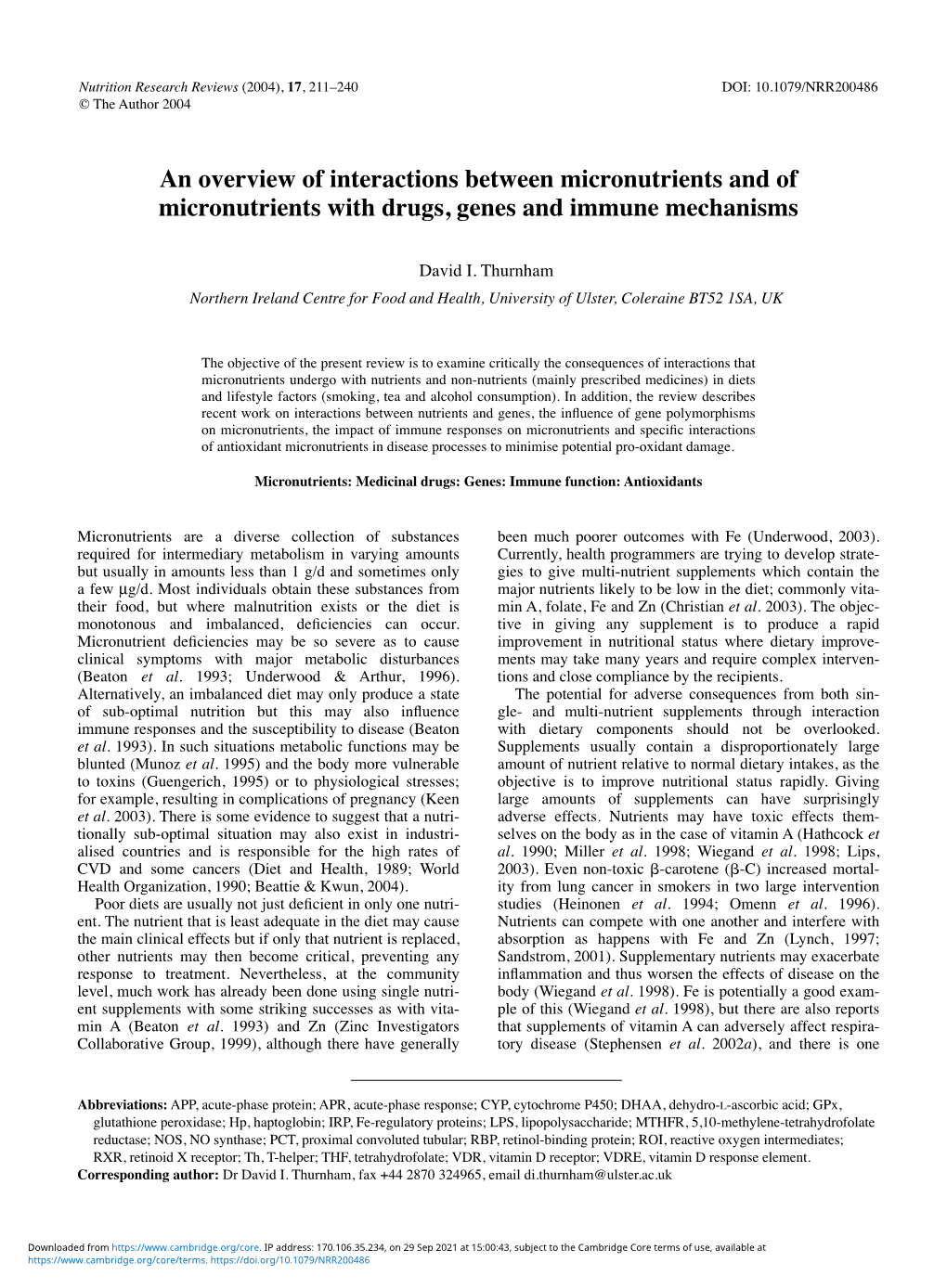 An Overview of Interactions Between Micronutrients and of Micronutrients with Drugs, Genes and Immune Mechanisms