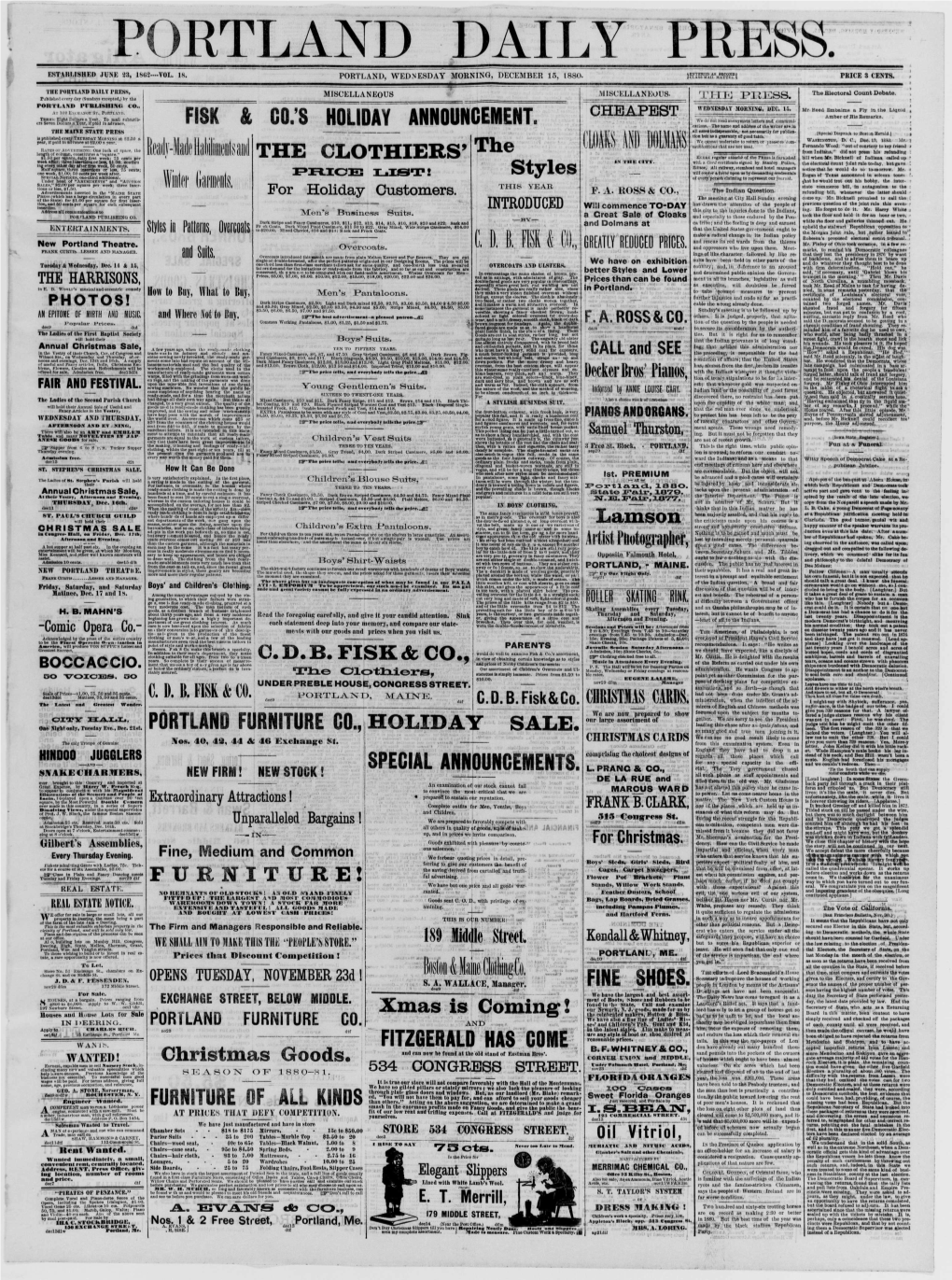 Portland Daily Press: December 15,1880
