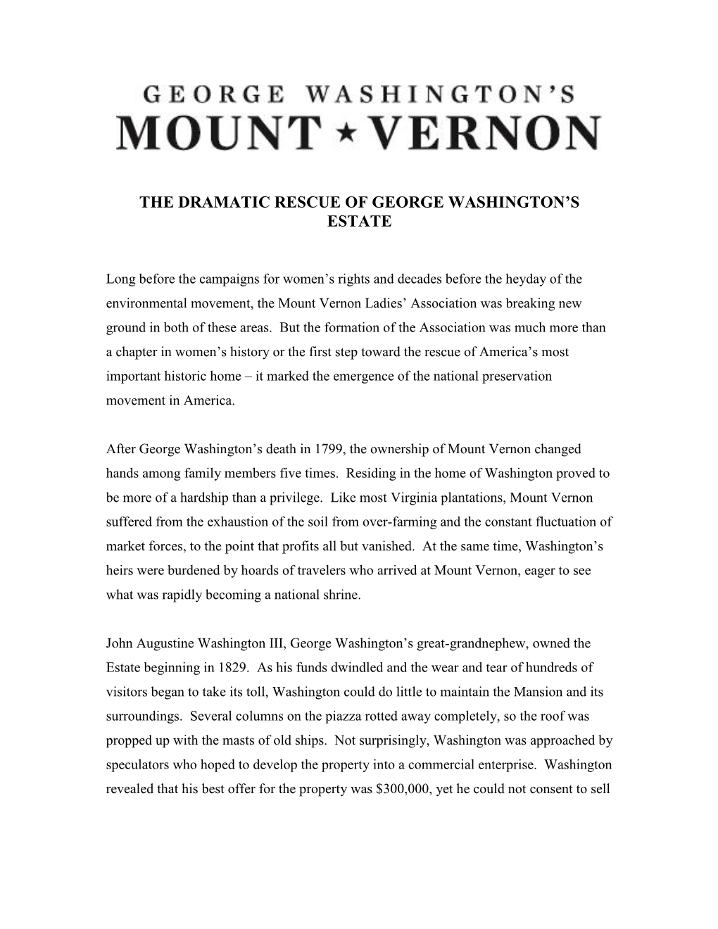 The Dramatic Rescue of George Washington's Estate