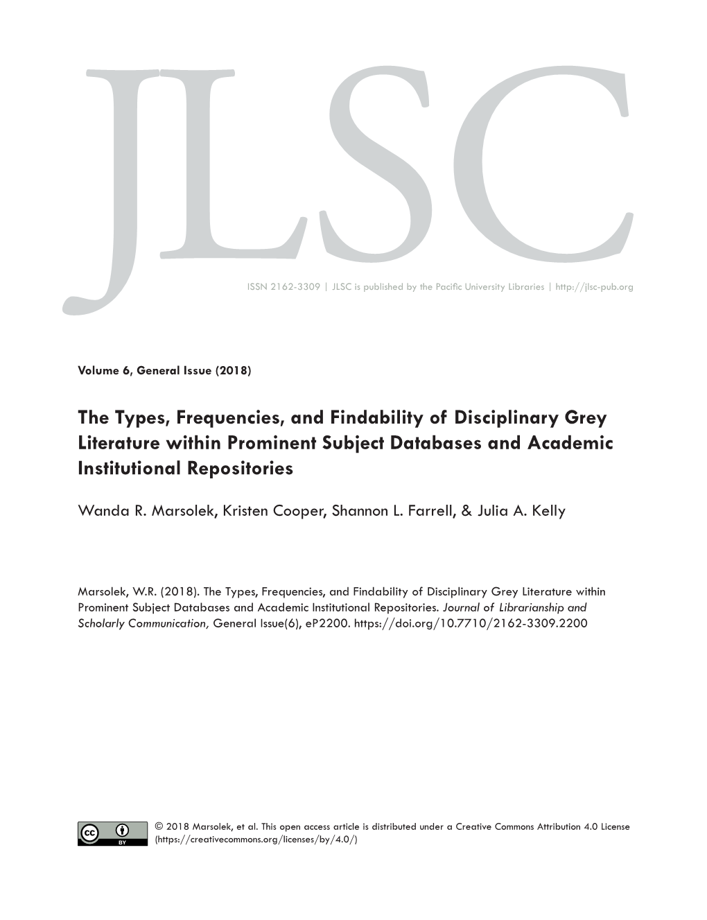The Types, Frequencies, and Findability of Disciplinary Grey Literature Within Prominent Subject Databases and Academic Institutional Repositories