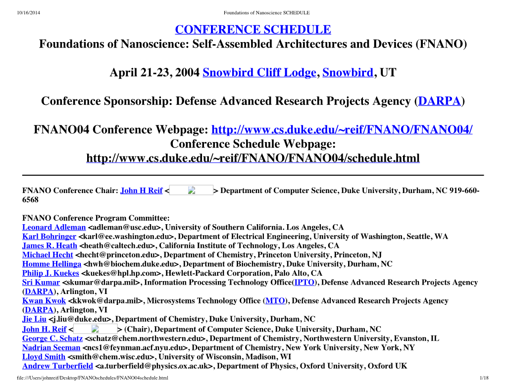 Fnano04schedule.Html 1/18 10/16/2014 Foundations of Nanoscience SCHEDULE R