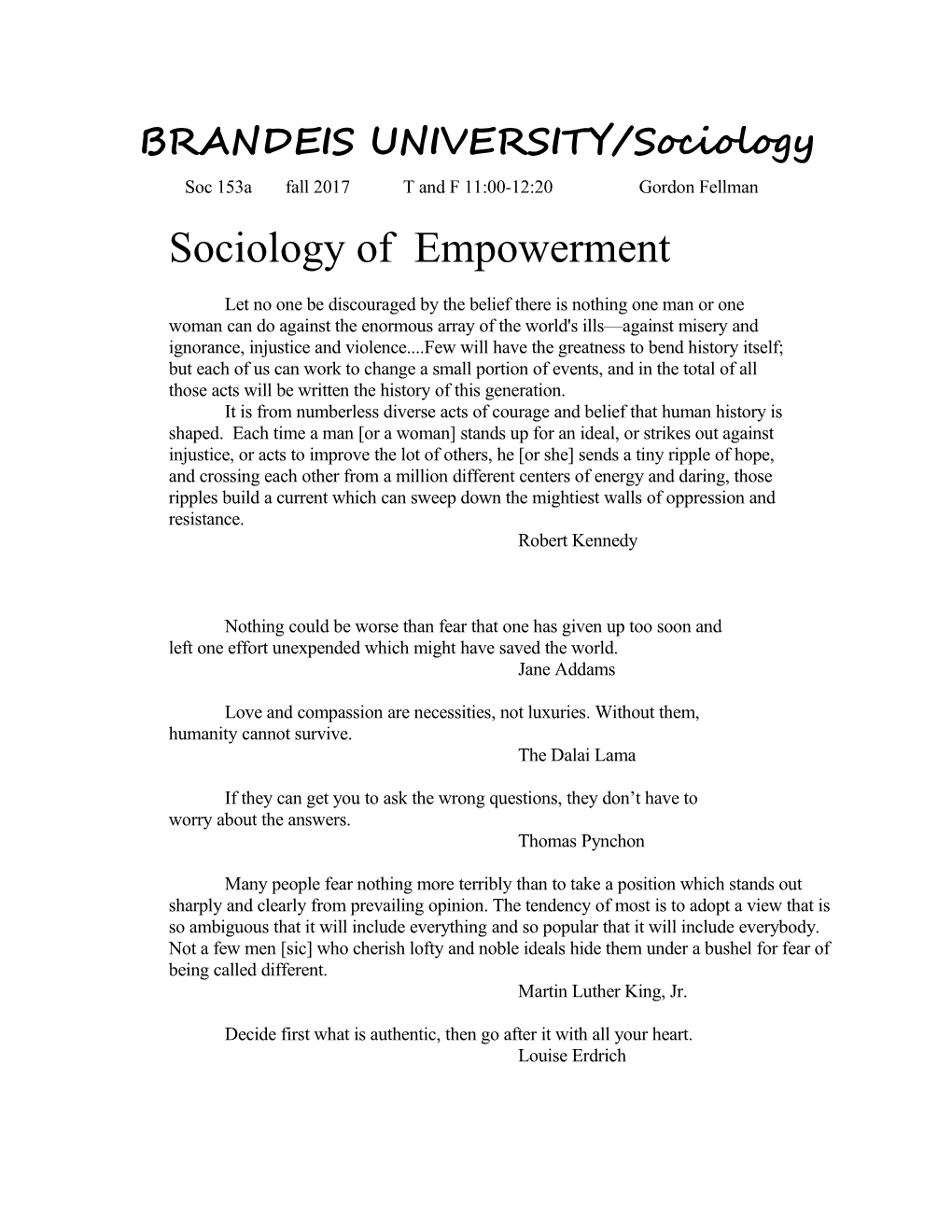 BRANDEIS UNIVERSITY/Sociology