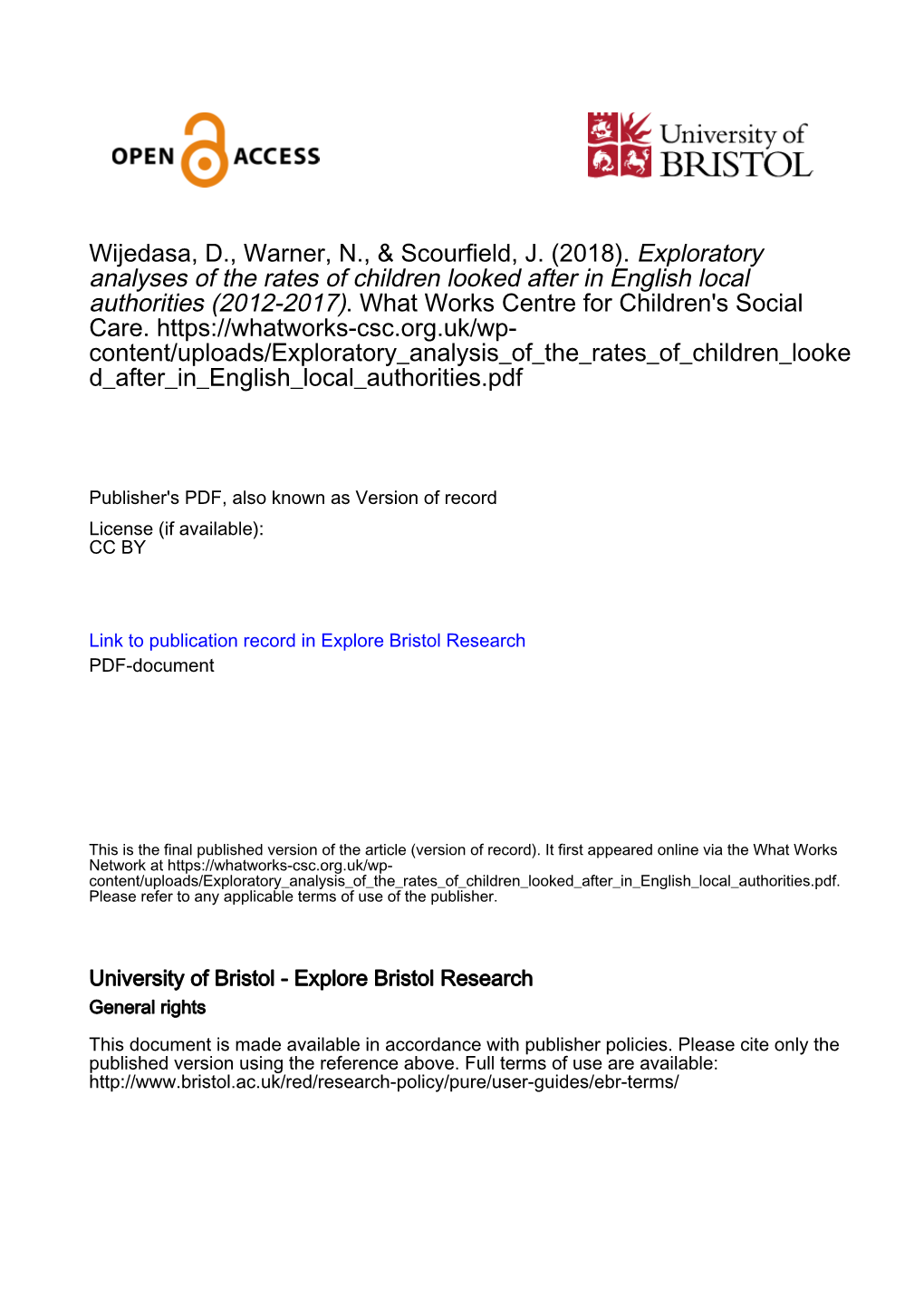 Exploratory Analysis of the Rates of Children Looked After in English