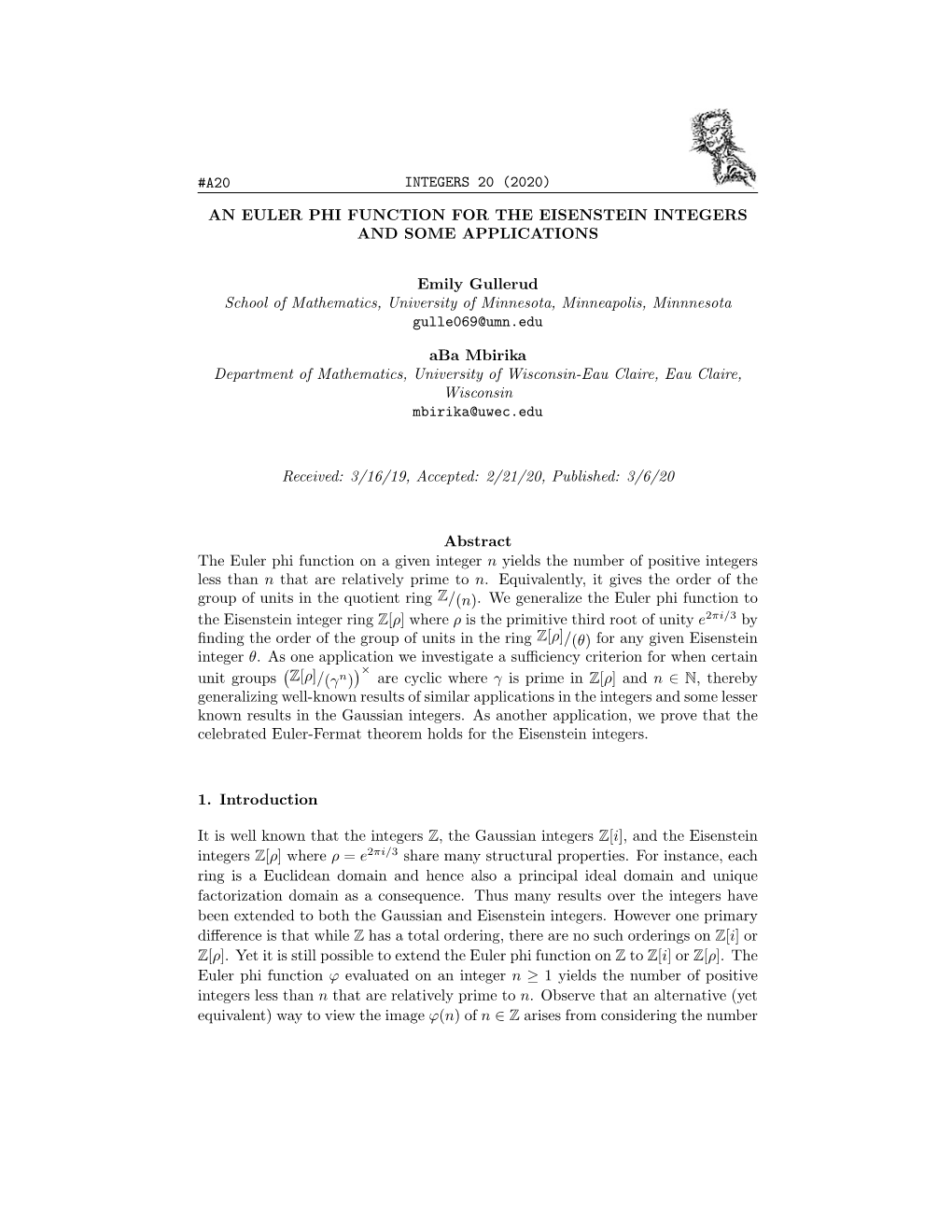 An Euler Phi Function for the Eisenstein Integers and Some Applications