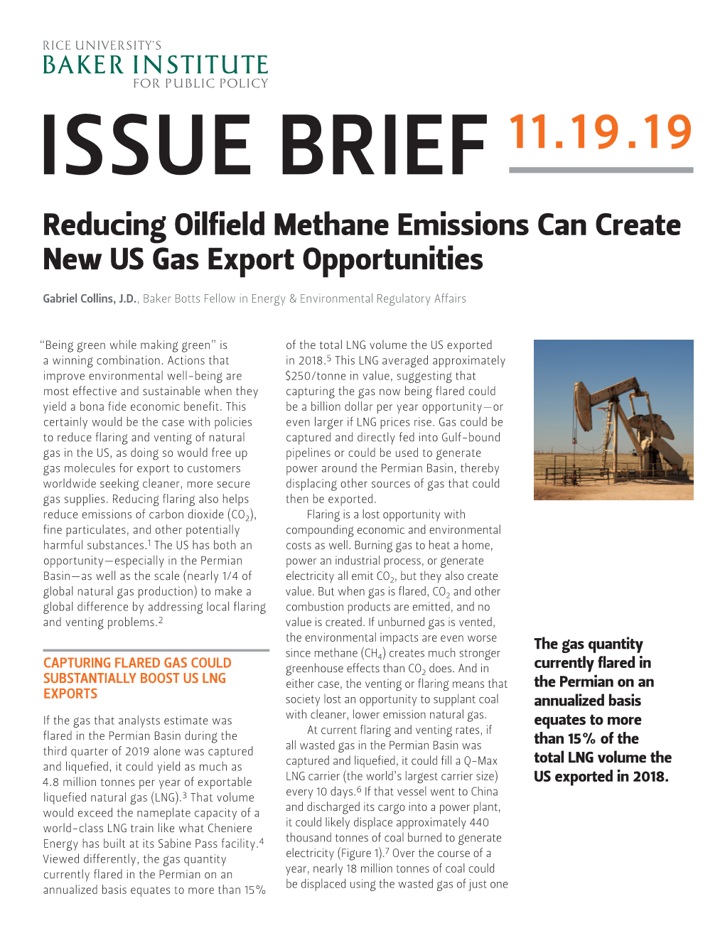 Reducing Oilfield Methane Emissions Can Create New US Gas Export Opportunities