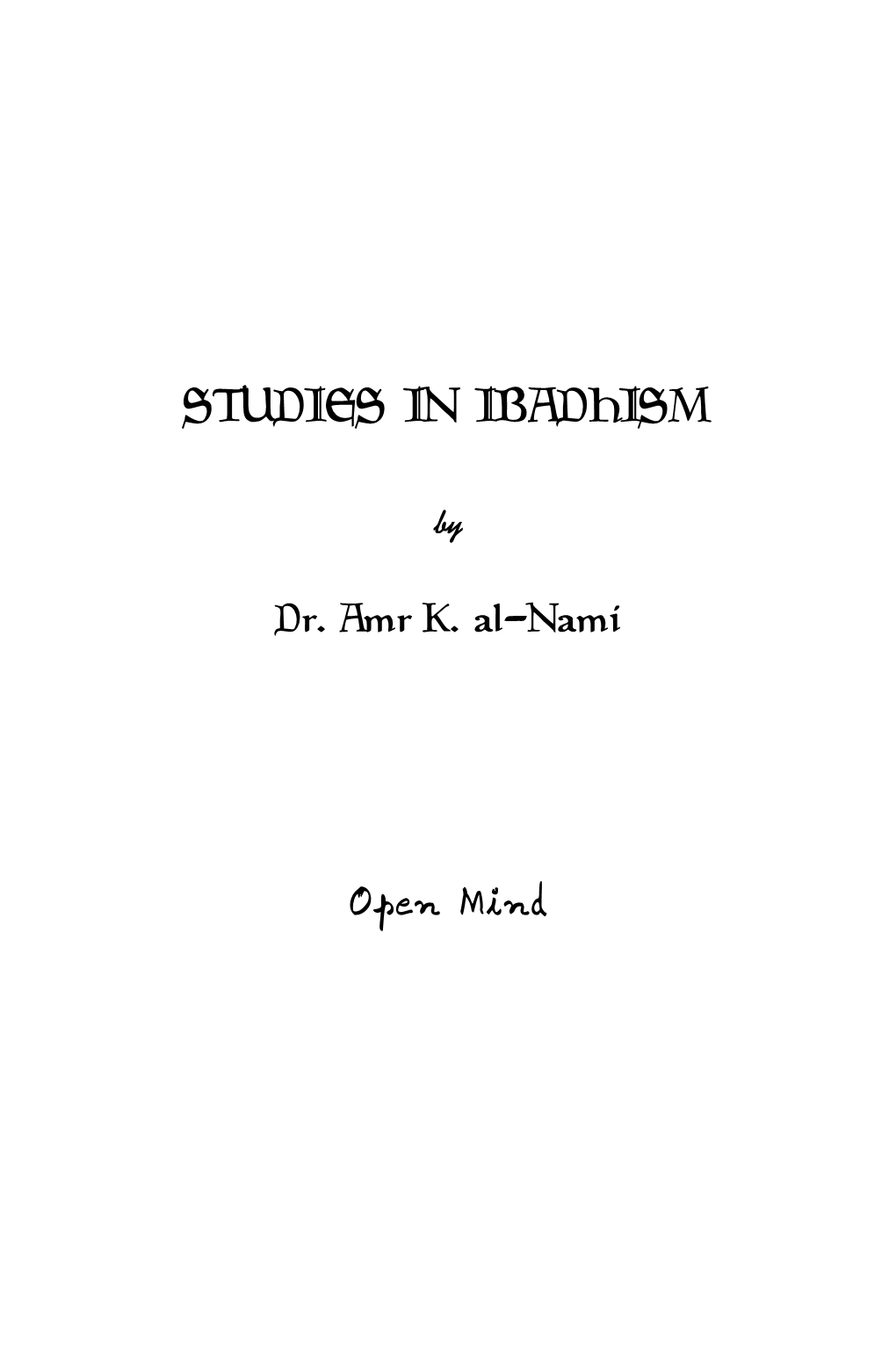 Studies in Ibadhism