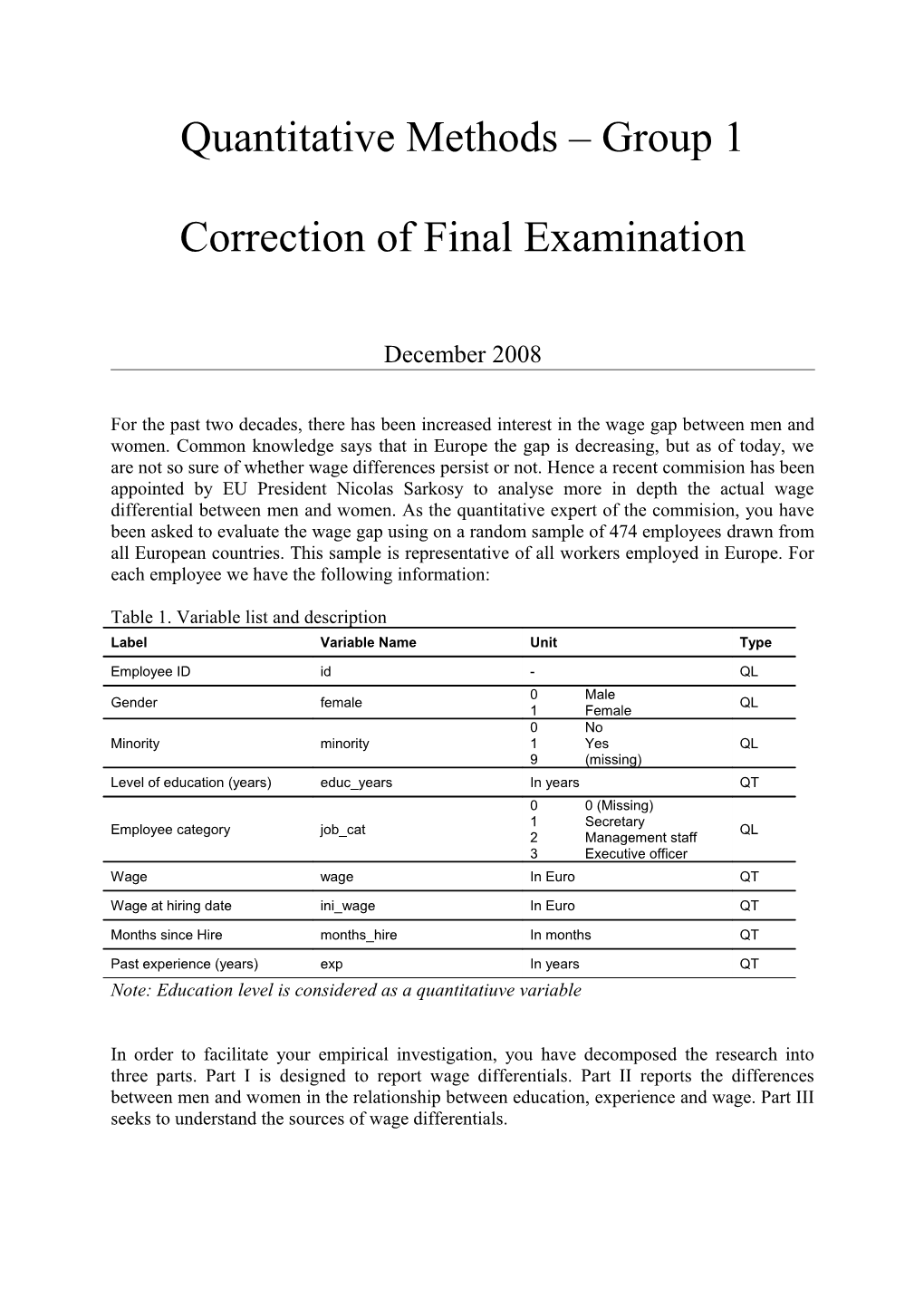 Quantitatve Method for Social Sciences