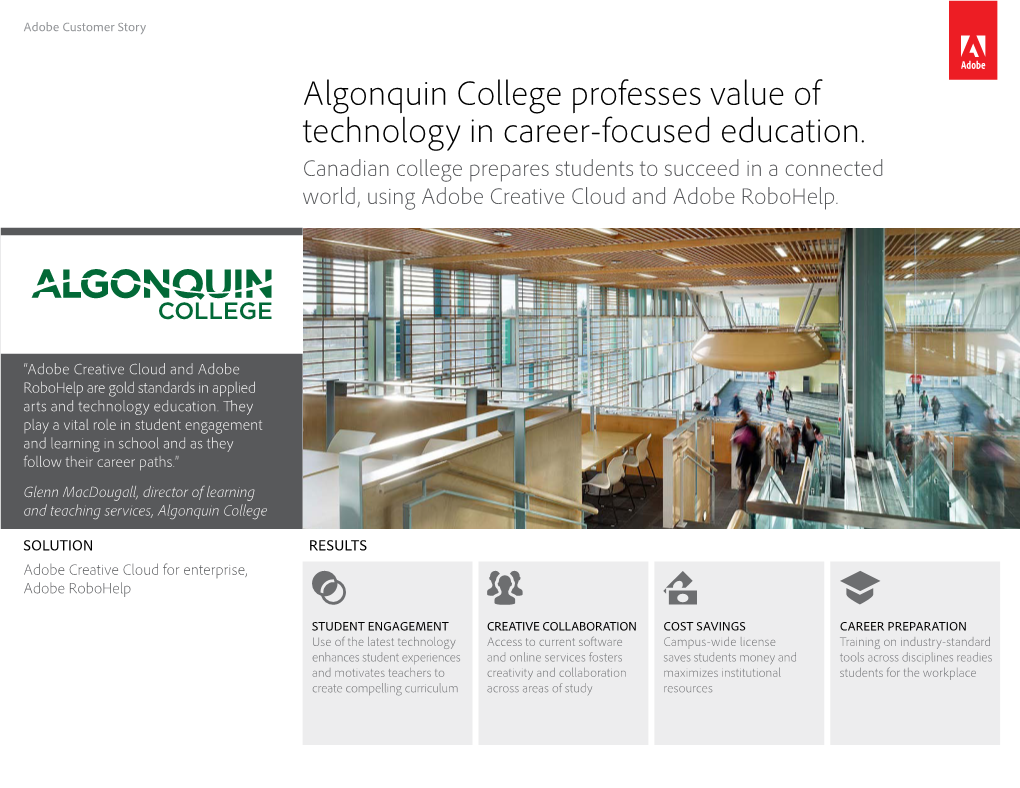 Algonquin College Professes Value of Technology in Career-Focused Education