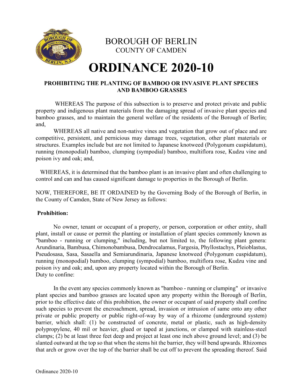 Ordinance 2020-10