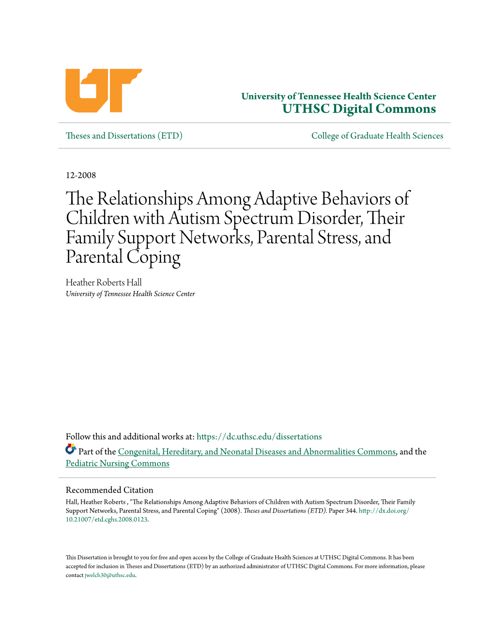 The Relationships Among Adaptive Behaviors of Children with Autism