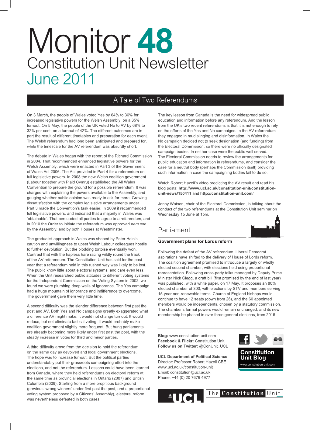 Monitor 48 Constitution Unit Newsletter June 2011