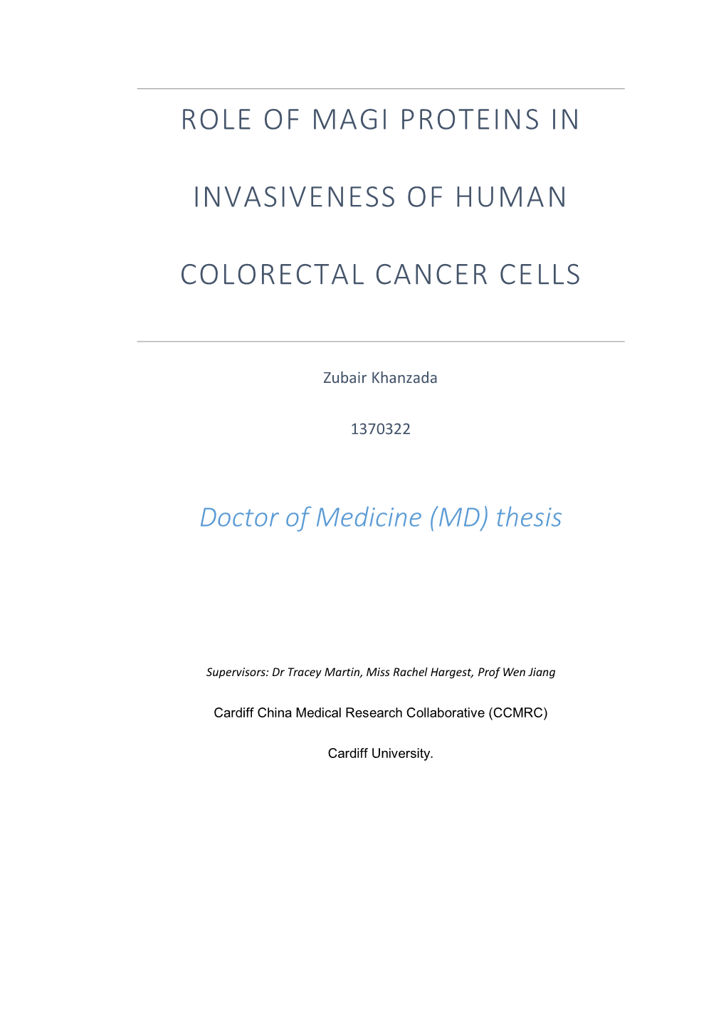 Role of Magi Proteins in Invasiveness of Human