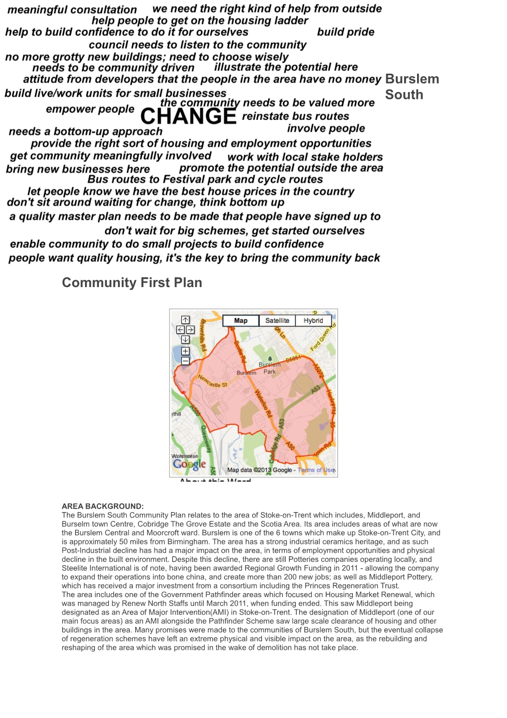 Burslem South Community First Plan