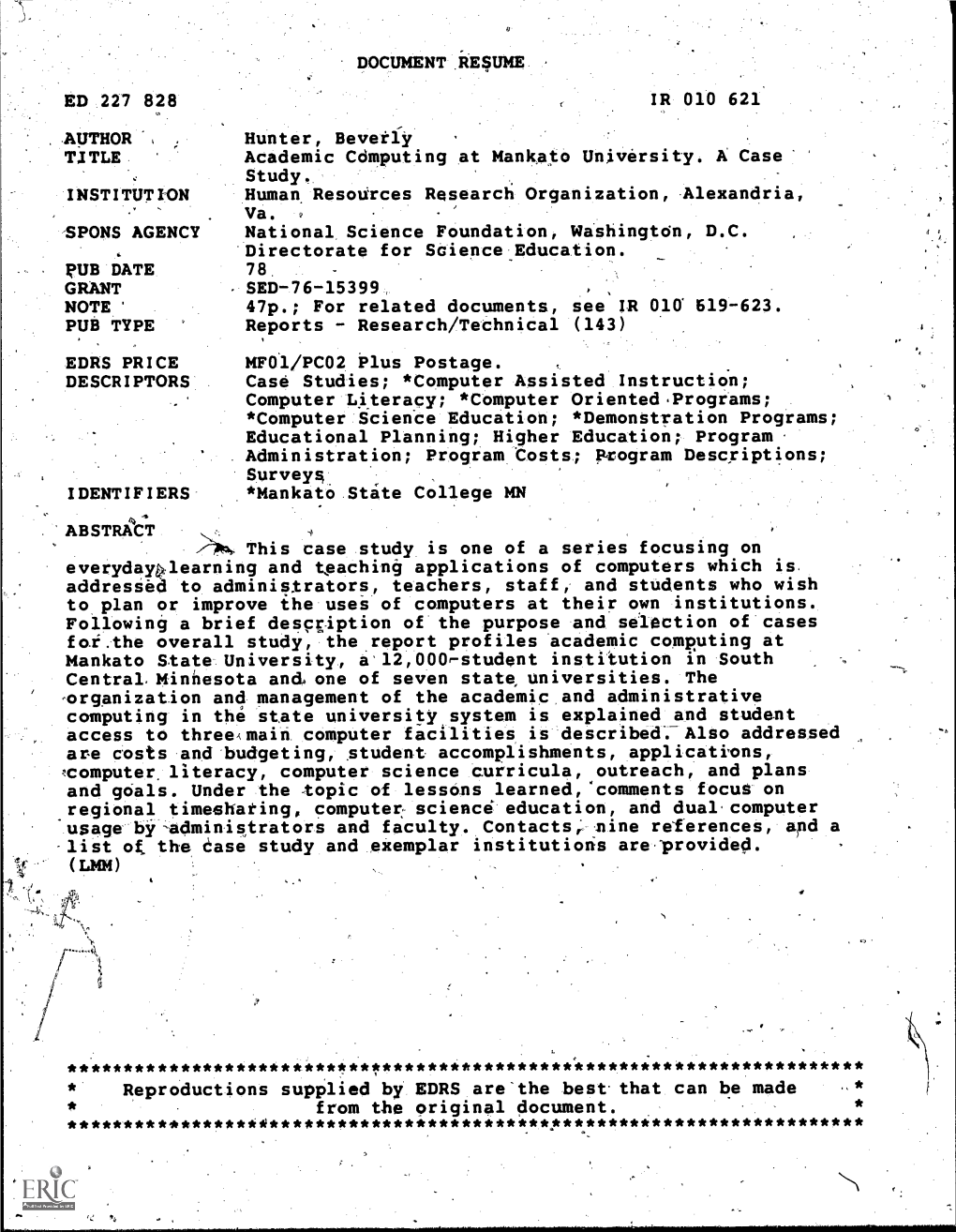 Pm DATE 78 GRANT SED-76-15399, NOTE 47P.; for Related Documents, See IR 010