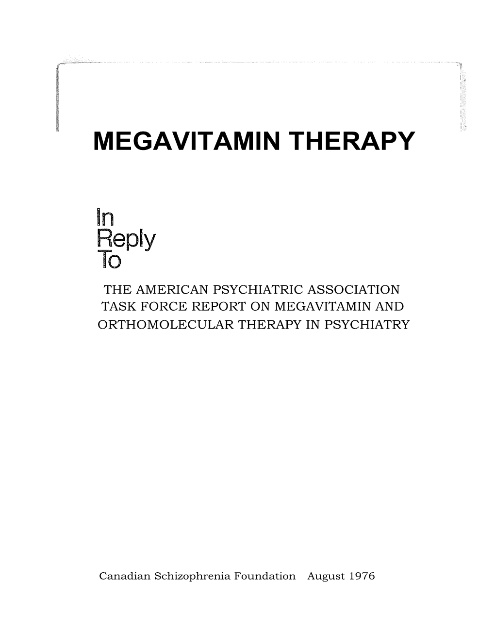 Megavitamin Therapy