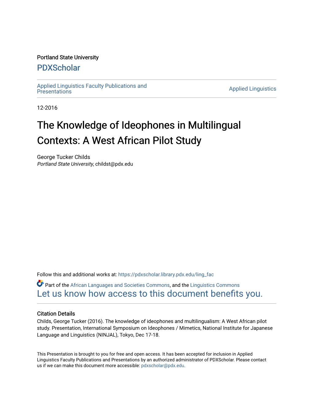 The Knowledge of Ideophones in Multilingual Contexts: a West African Pilot Study