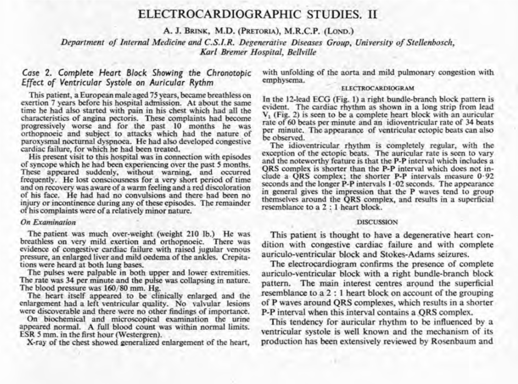 Electrocardiographic Studies. Ii A