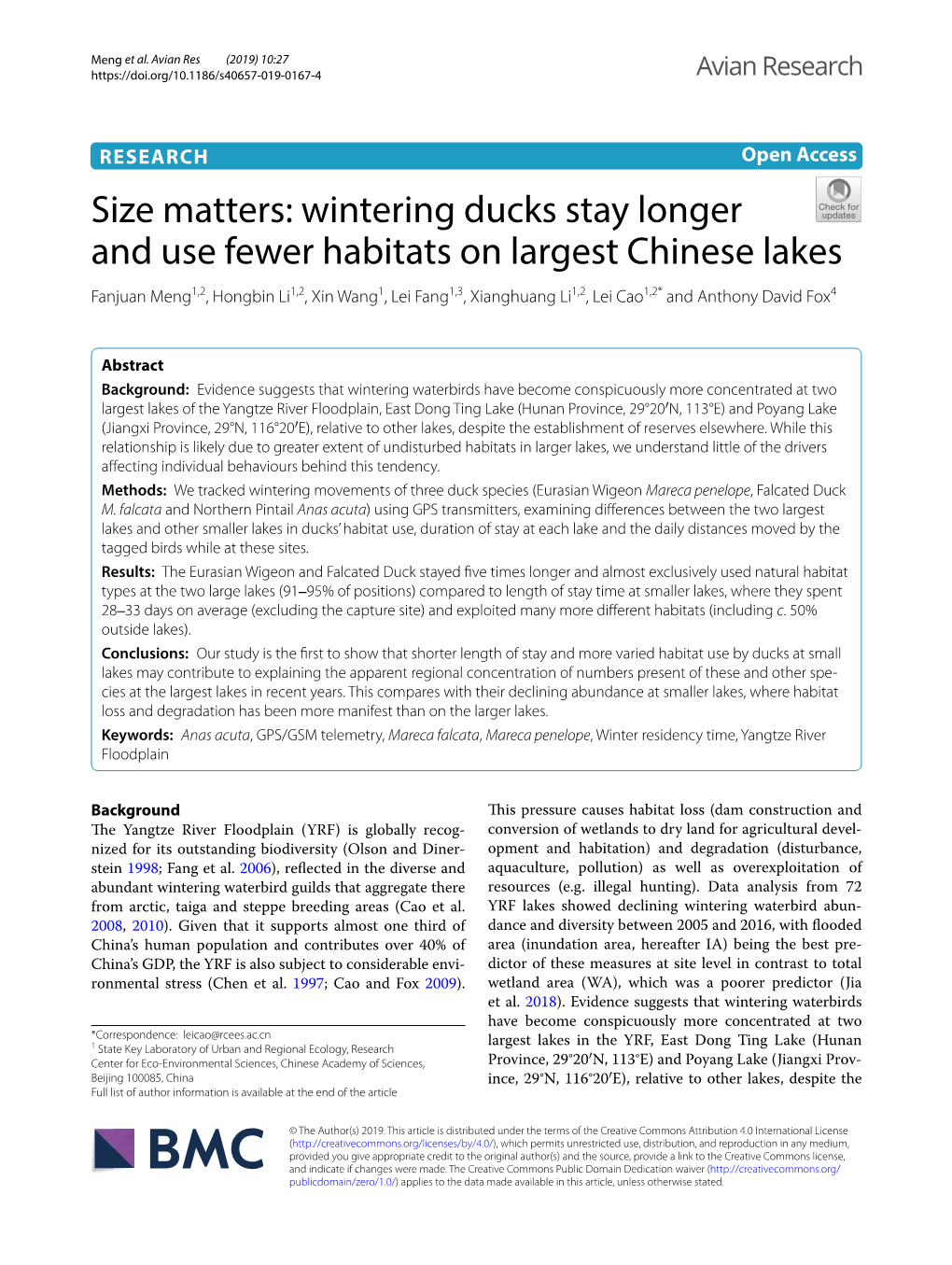 Wintering Ducks Stay Longer and Use Fewer Habitats on Largest Chinese Lakes