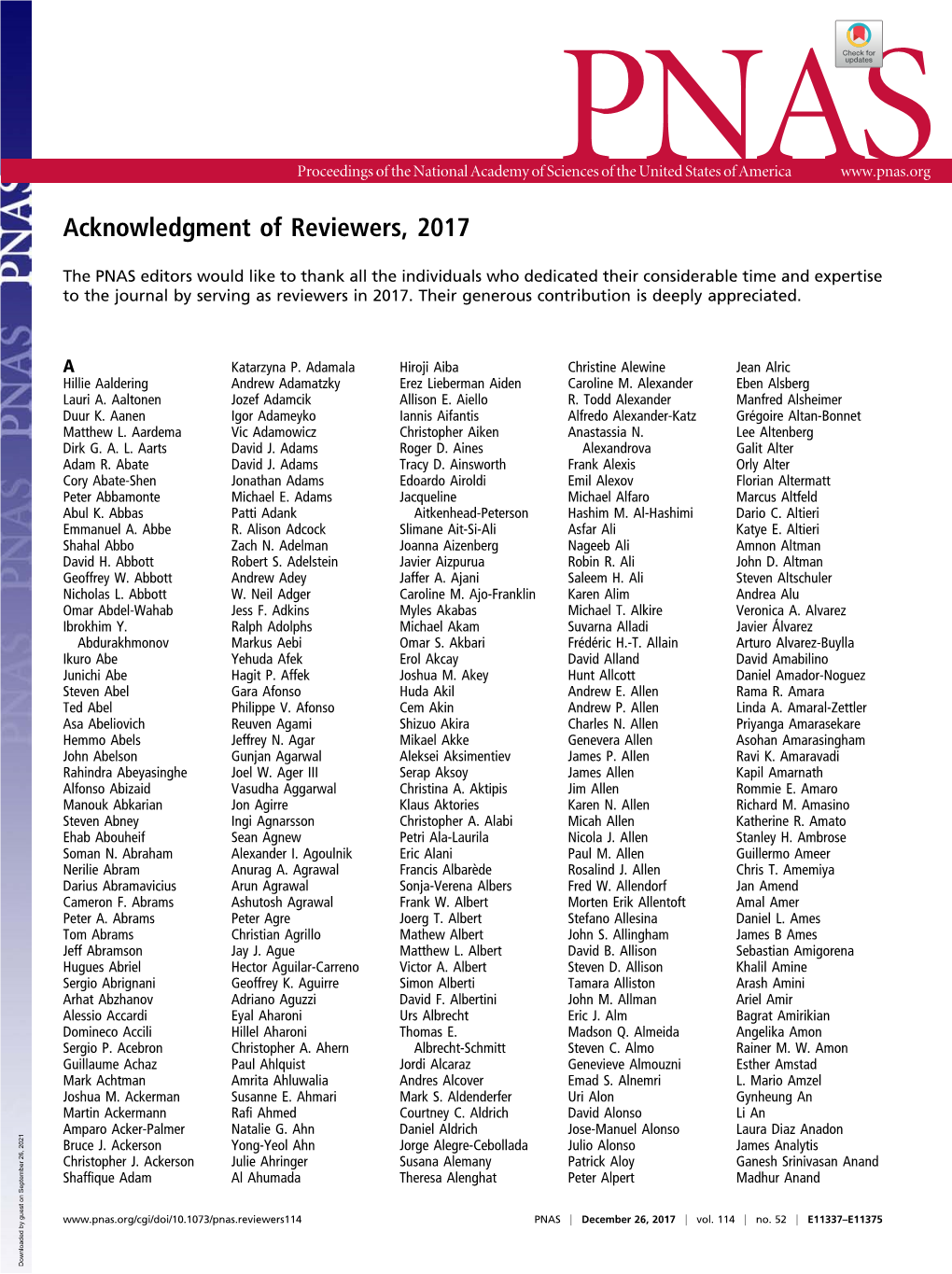 Acknowledgment of Reviewers, 2017