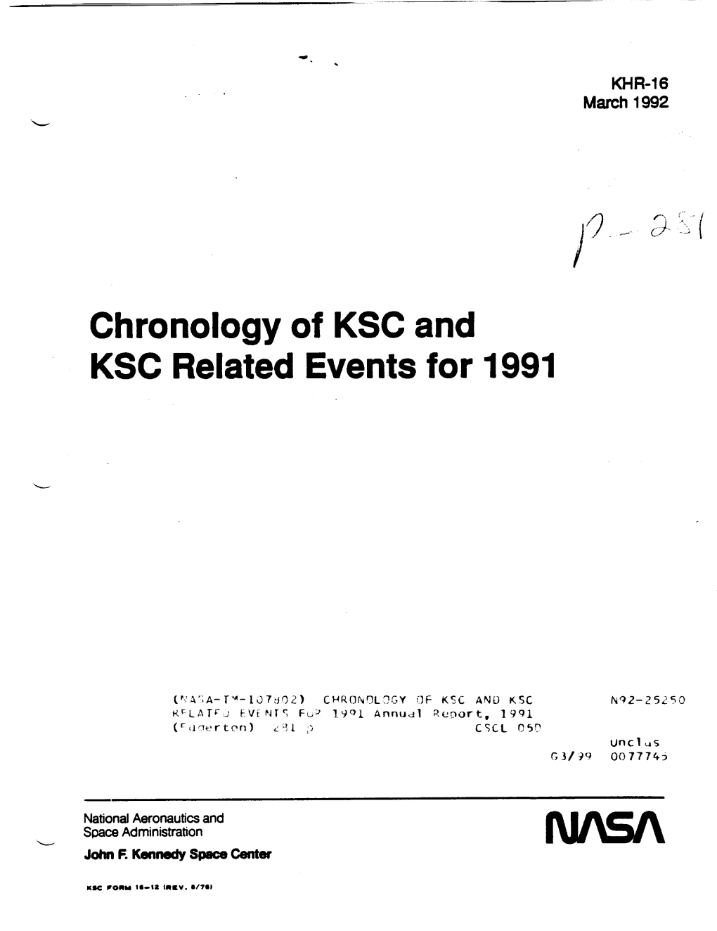 Chronology of KSC and KSC Related Events for 1991