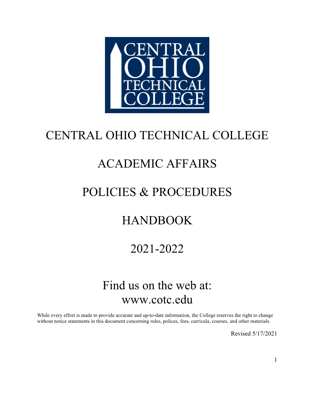 Central Ohio Technical College Academic Affairs