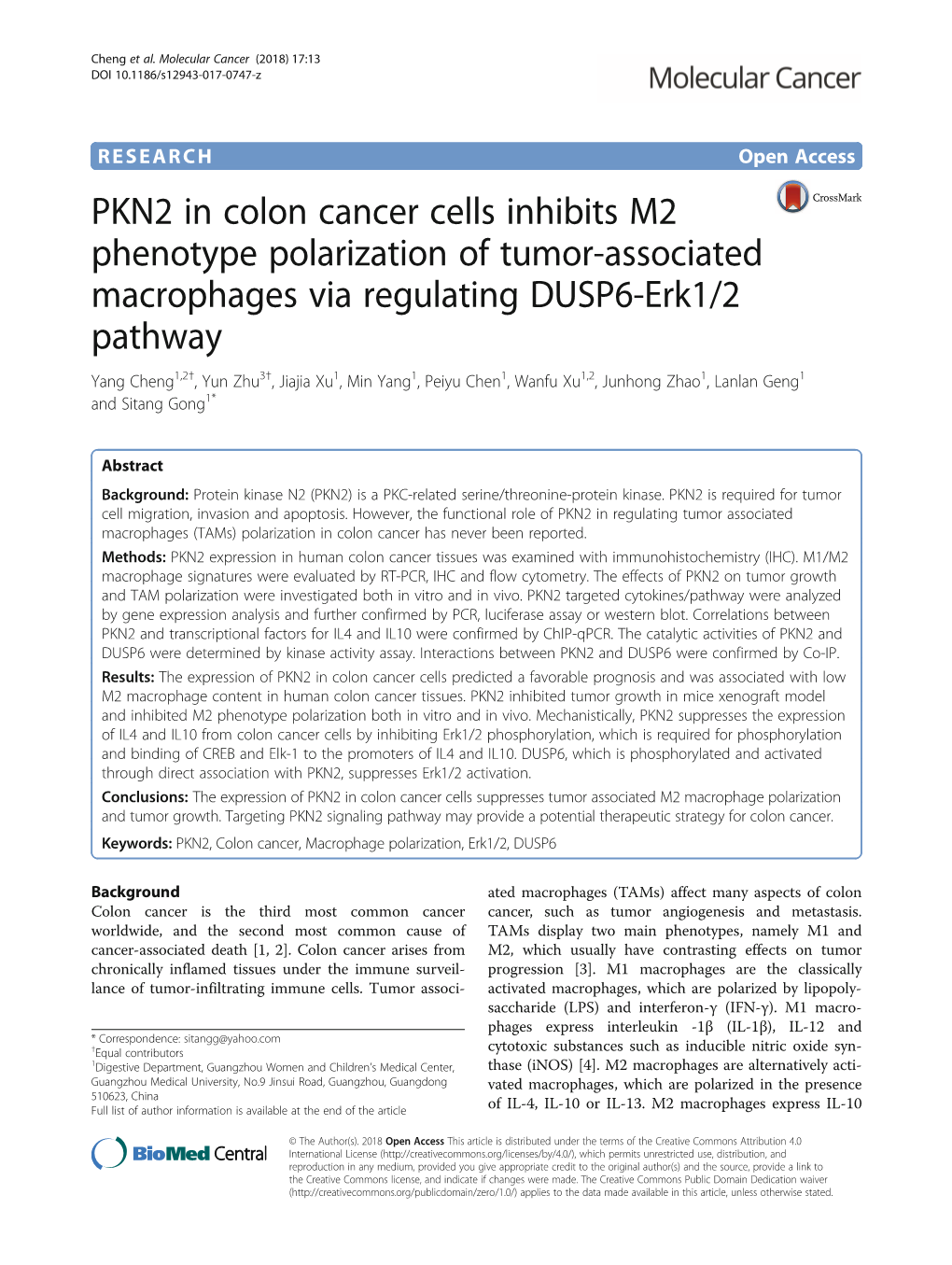 PKN2 in Colon Cancer Cells Inhibits M2 Phenotype Polarization of Tumor