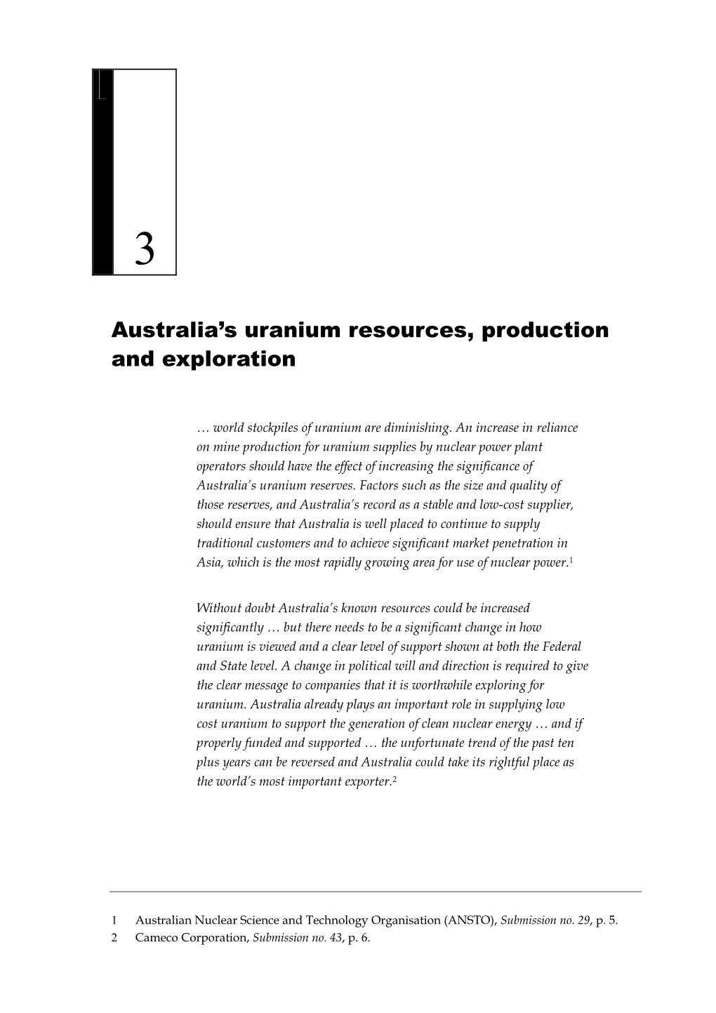 Australia's Uranium Resources, Production and Exploration