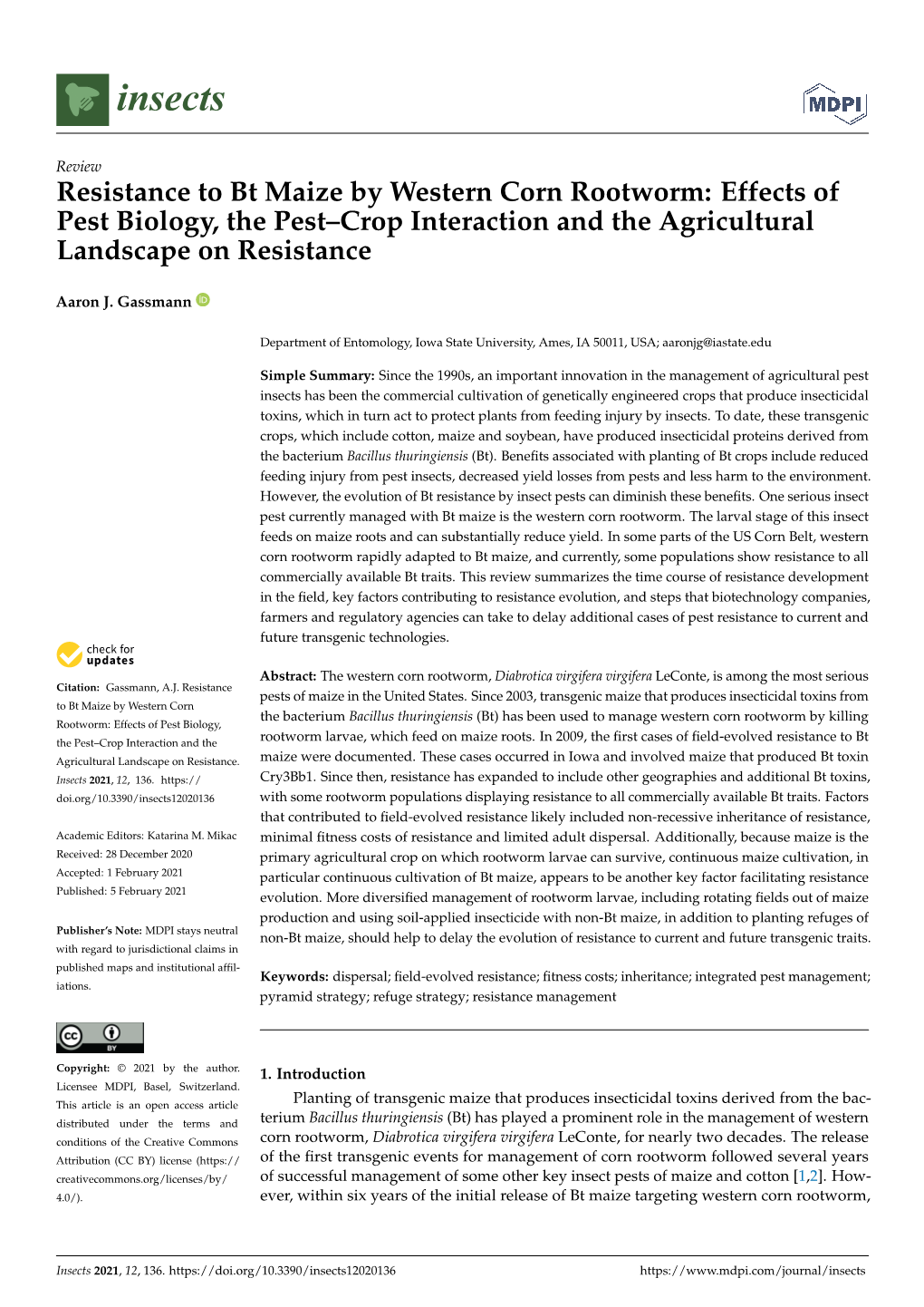 Resistance to Bt Maize by Western Corn Rootworm: Effects of Pest Biology, the Pest–Crop Interaction and the Agricultural Landscape on Resistance