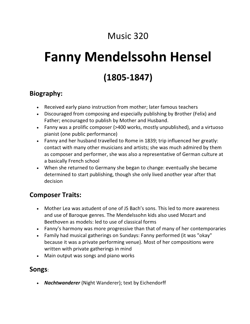 Fanny Mendelssohn Hensel