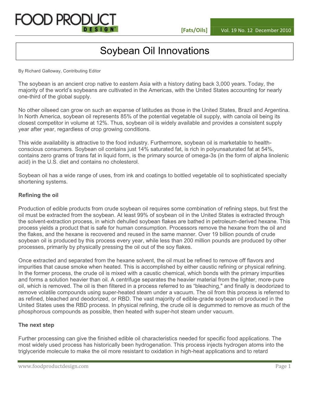 Soybean Oil Innovations