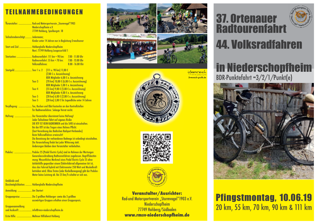 37. Ortenauer Radtourenfahrt 44. Volksradfahren in Niederschopfheim