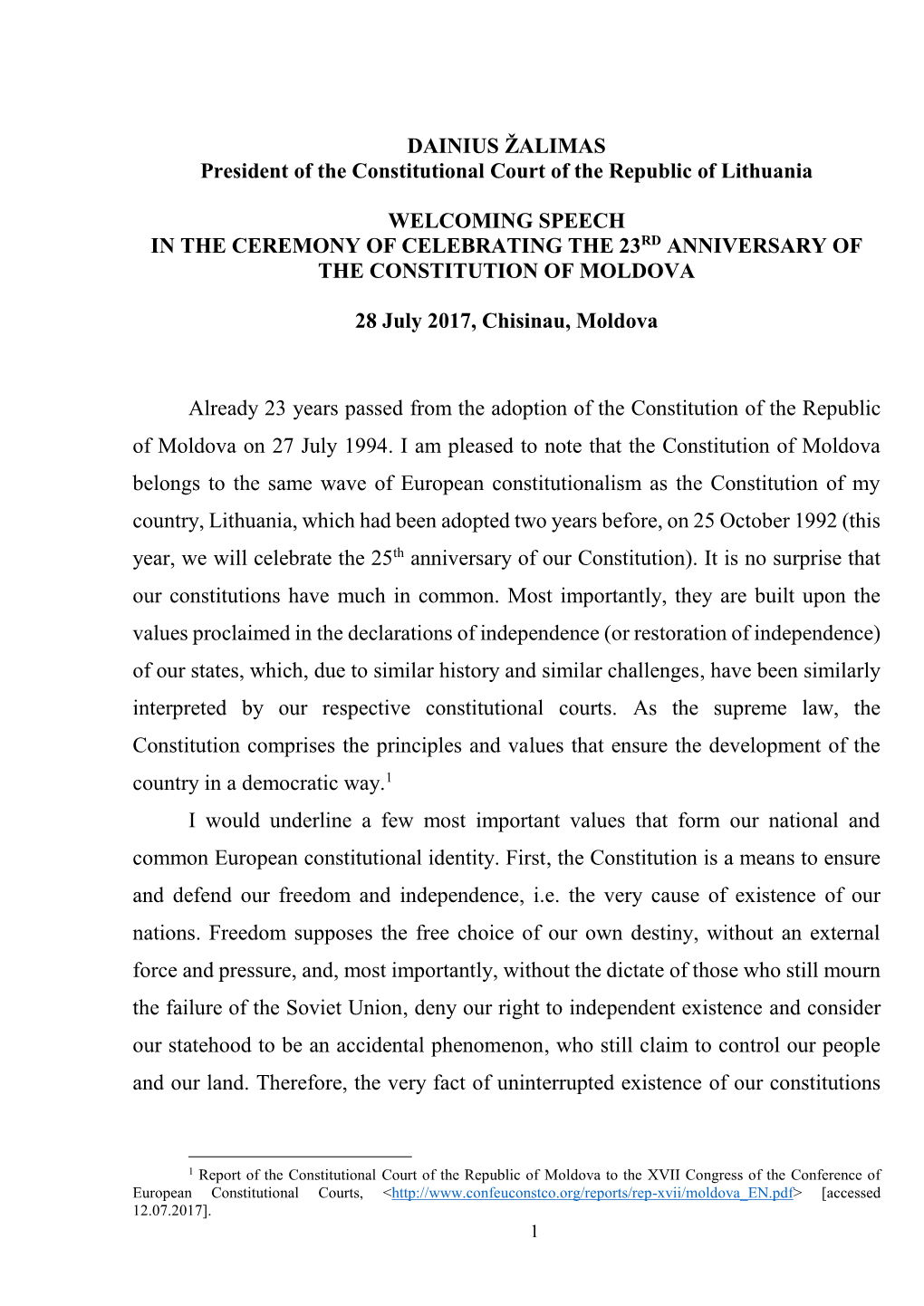 The 23Rd Anniversary of the Constitution of Moldova