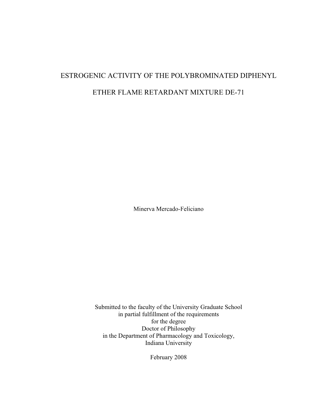 Estrogenic Activity of the Polybrominated Diphenyl