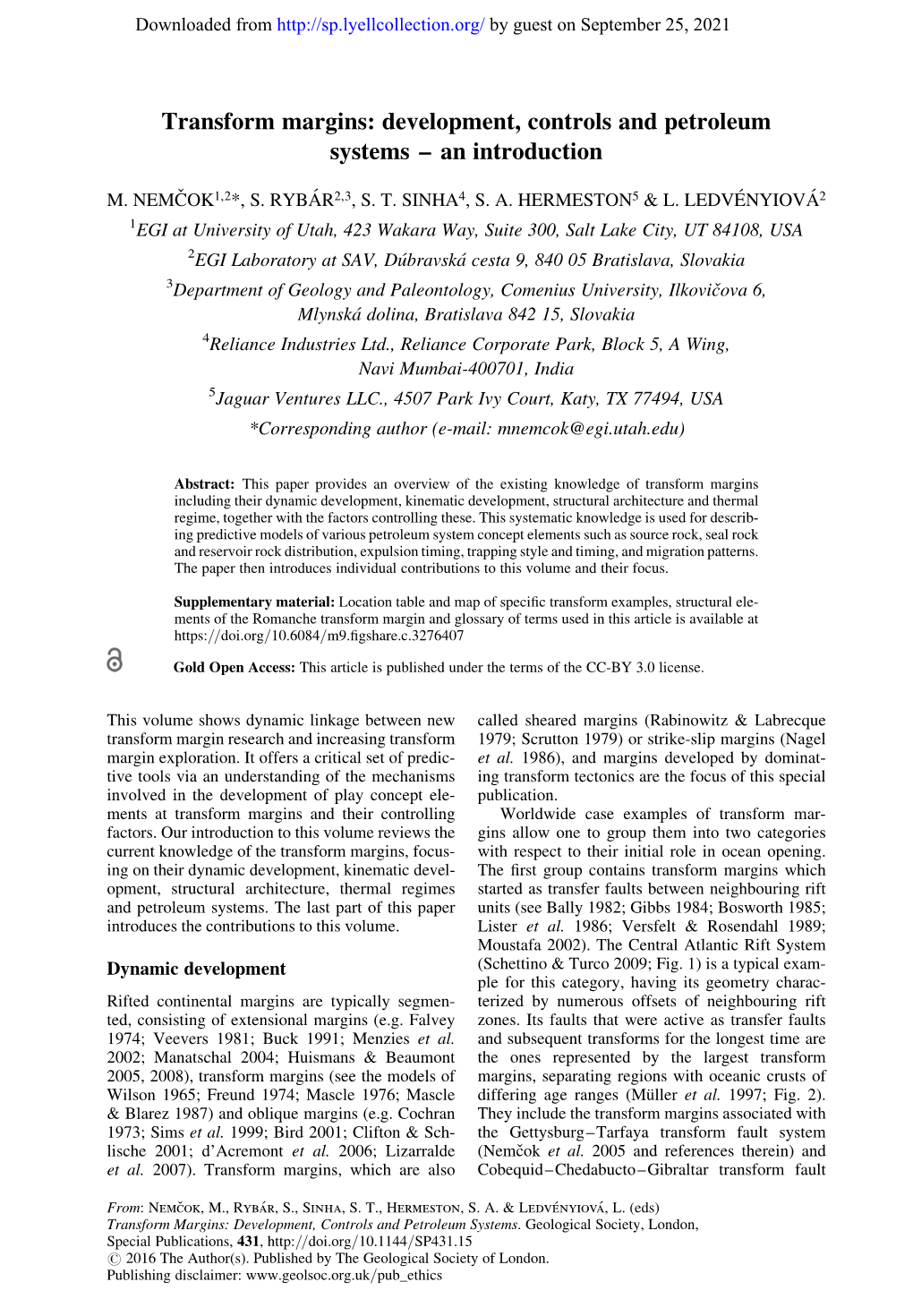 Transform Margins: Development, Controls and Petroleum Systems – an Introduction