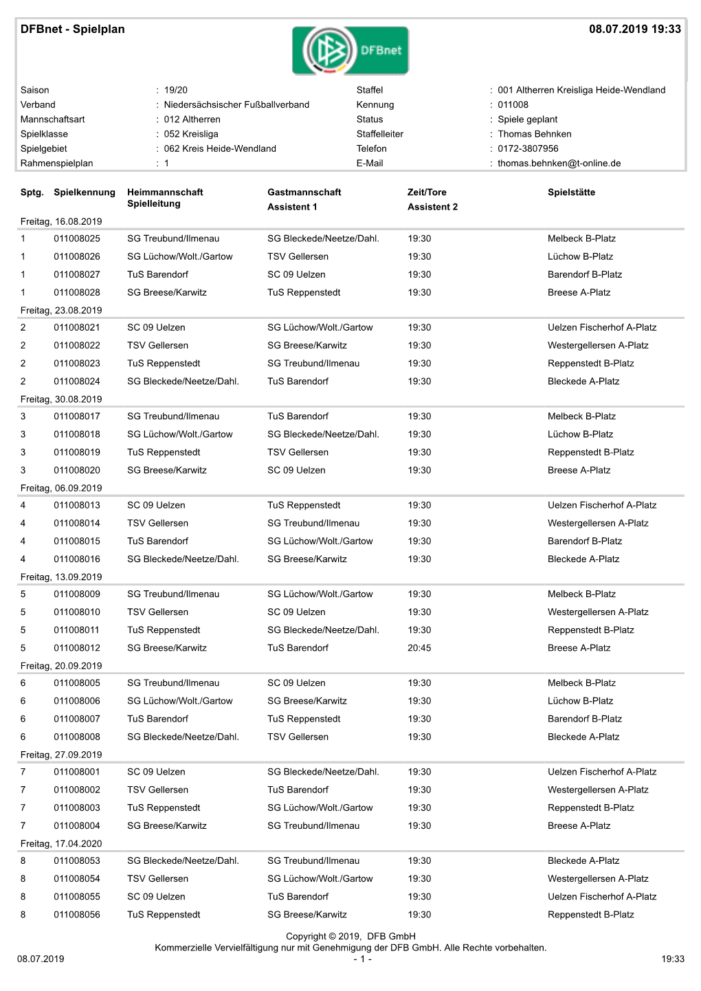 Dfbnet - Spielplan 08.07.2019 19:33