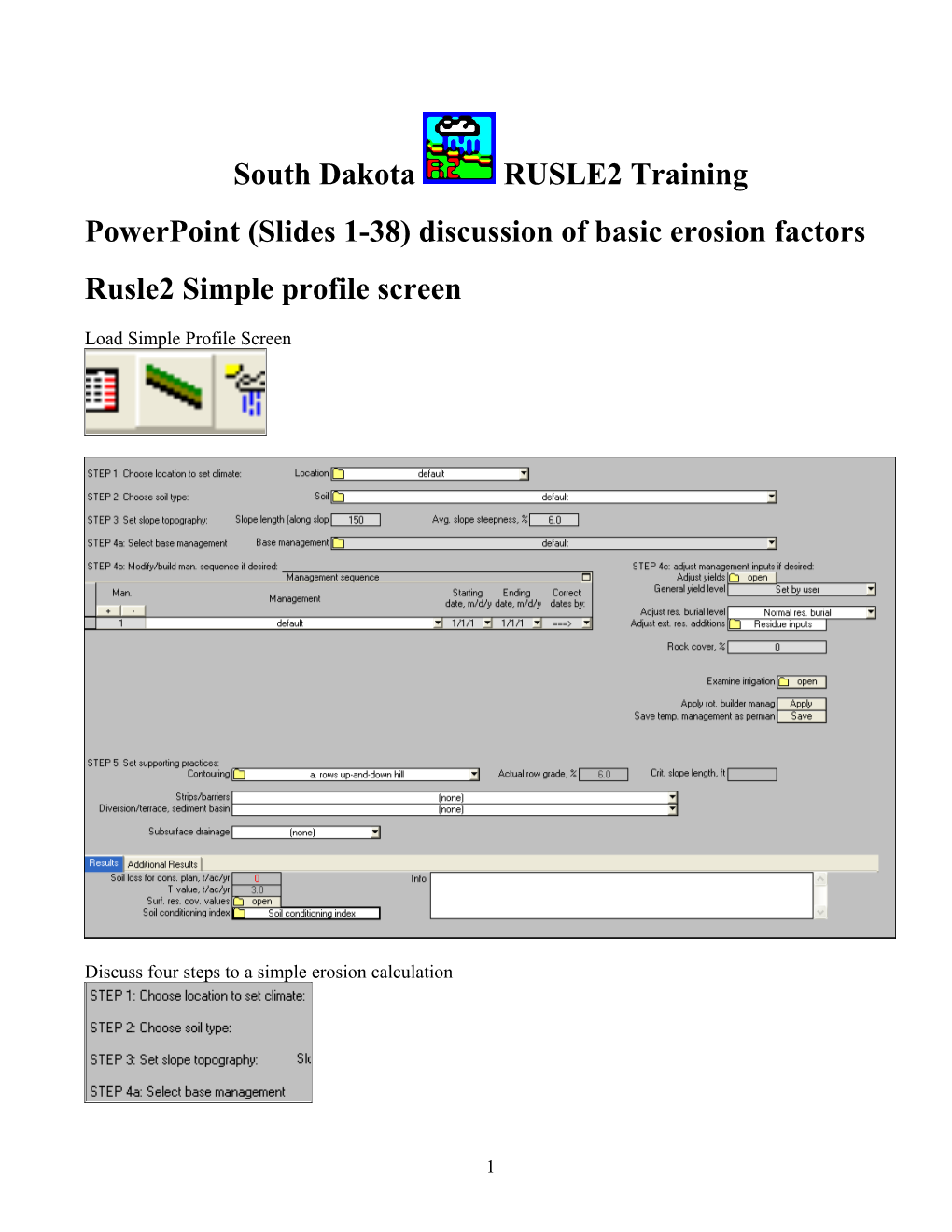 South Dakota RUSLE2 Training