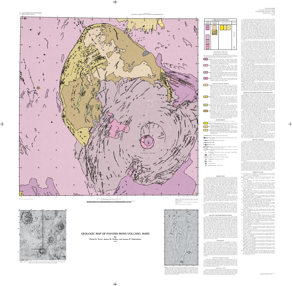 GEOLOGIC MAP of PAVONIS MONS VOLCANO, MARS Stratigraphic Relations and Crater Density Determinations Covering Larger Areas (Scott of Mars: U.S