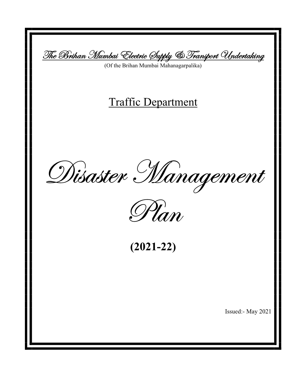 Disaster Management Plan 2021-22