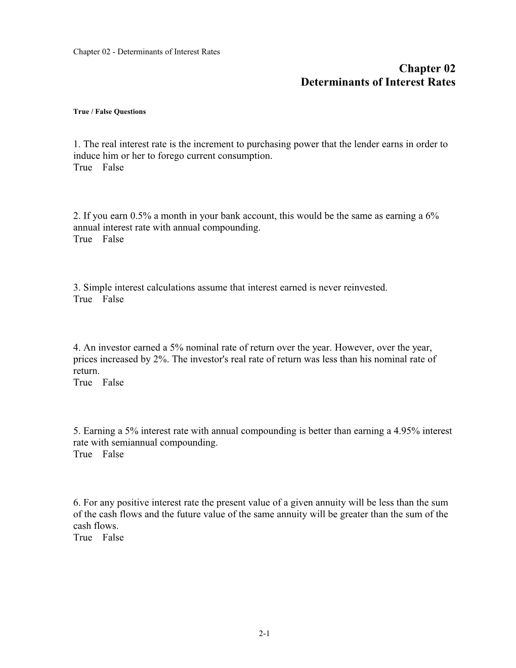 Chapter 02 Determinants of Interest Rates