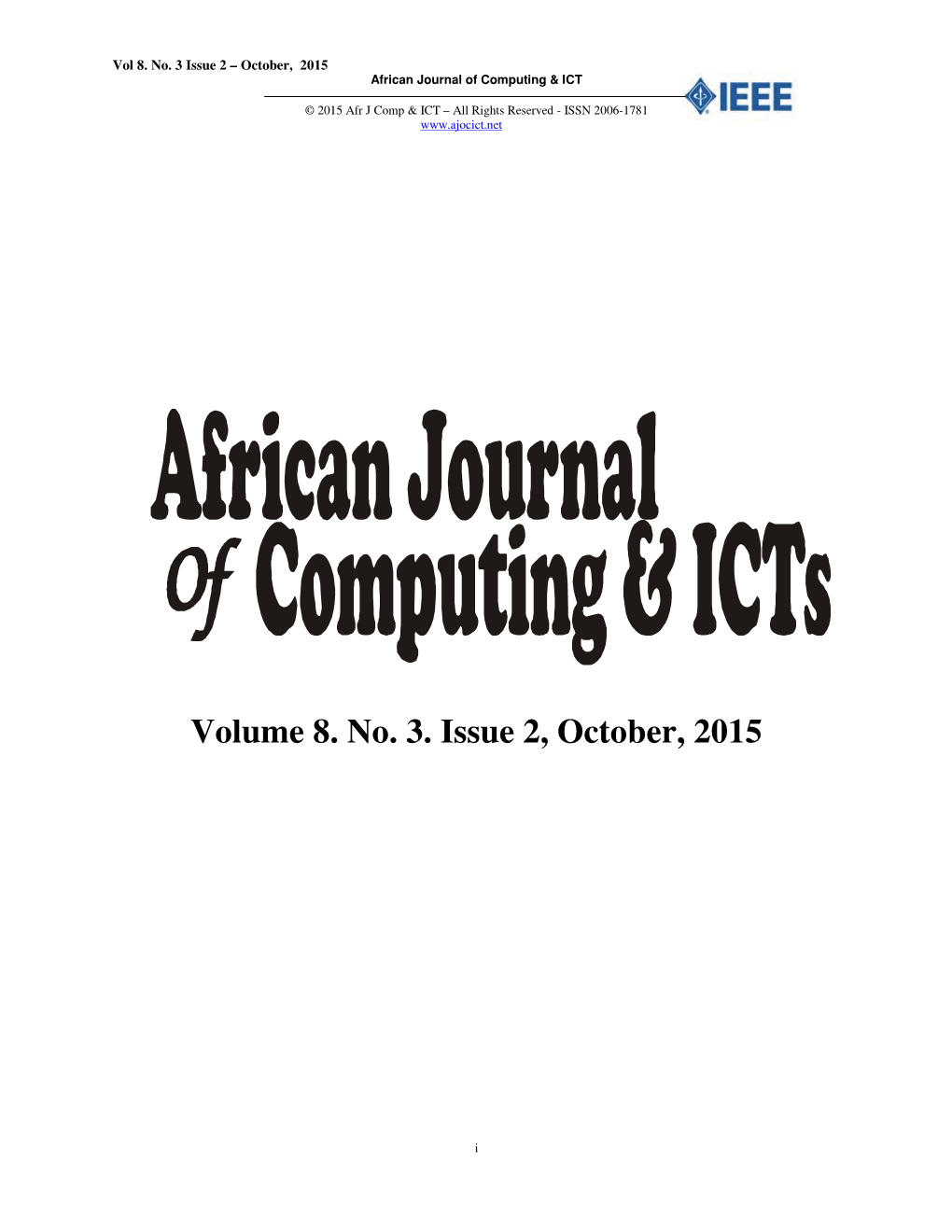 Vol. 8, No. 3, Issue 2, October 2015