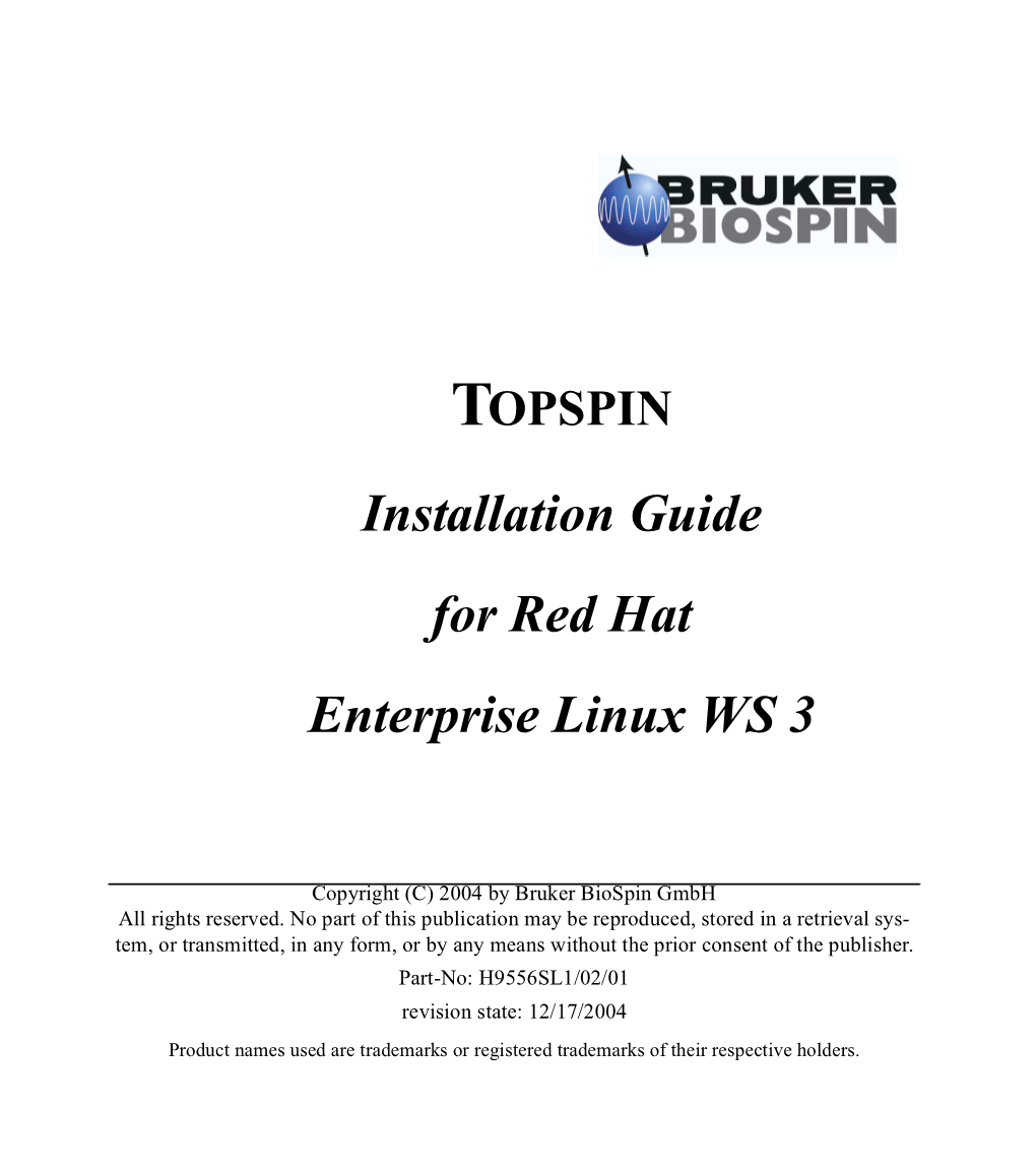 TOPSPIN Installation Guide for Red Hat Enterprise Linux WS 3