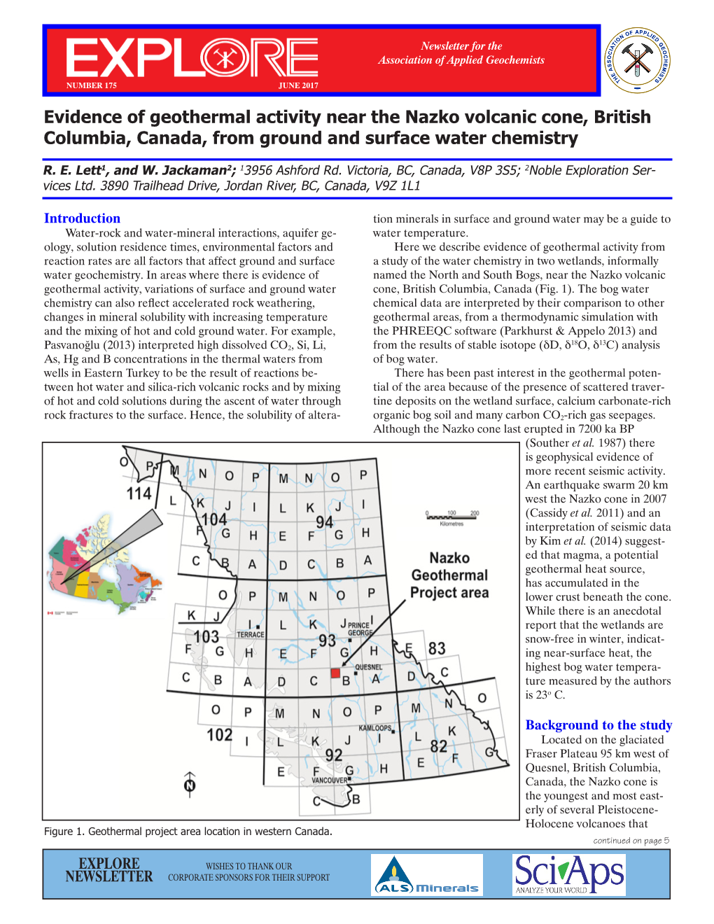 Evidence of Geothermal Activity Near the Nazko Volcanic Cone, British Columbia, Canada, from Ground and Surface Water Chemistry