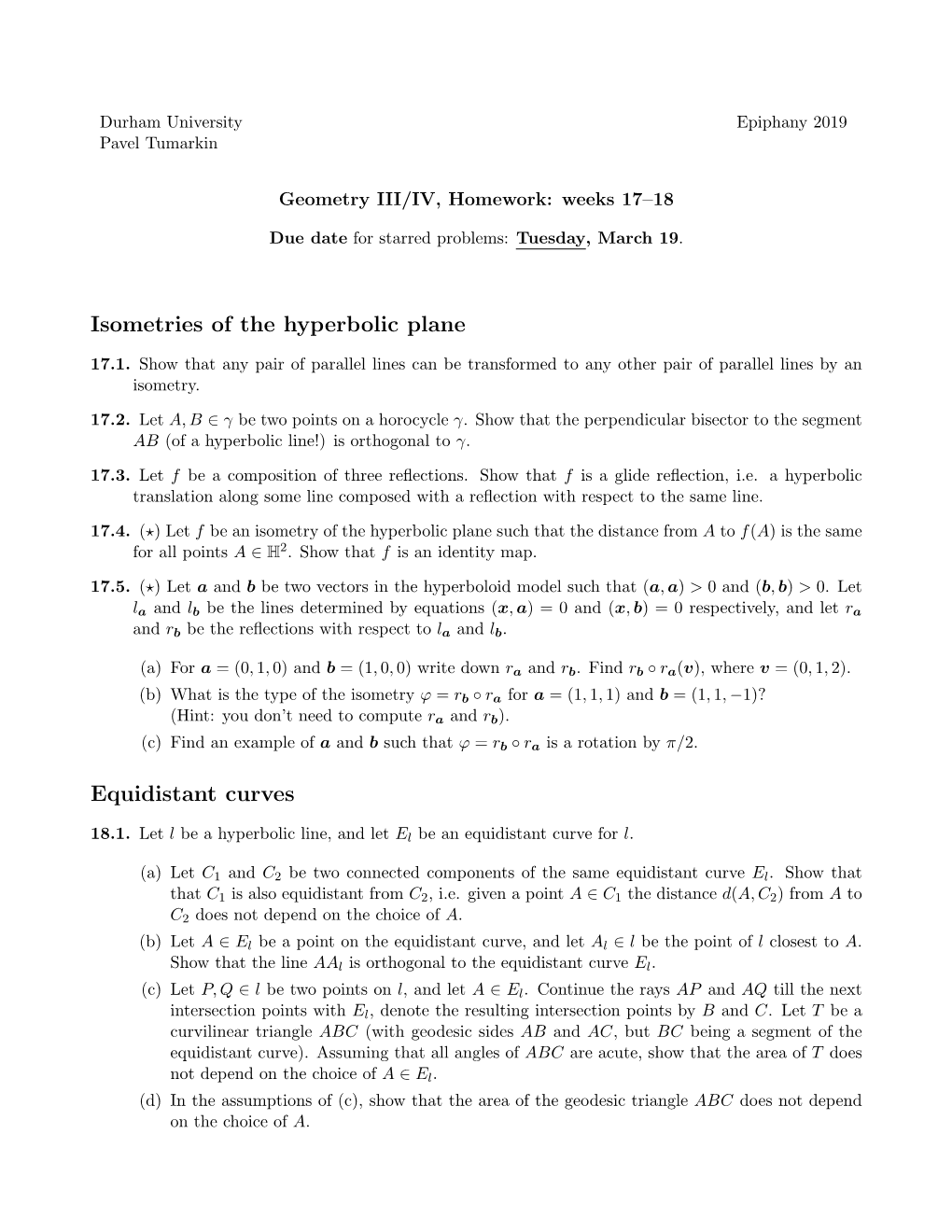 Isometries of the Hyperbolic Plane Equidistant Curves