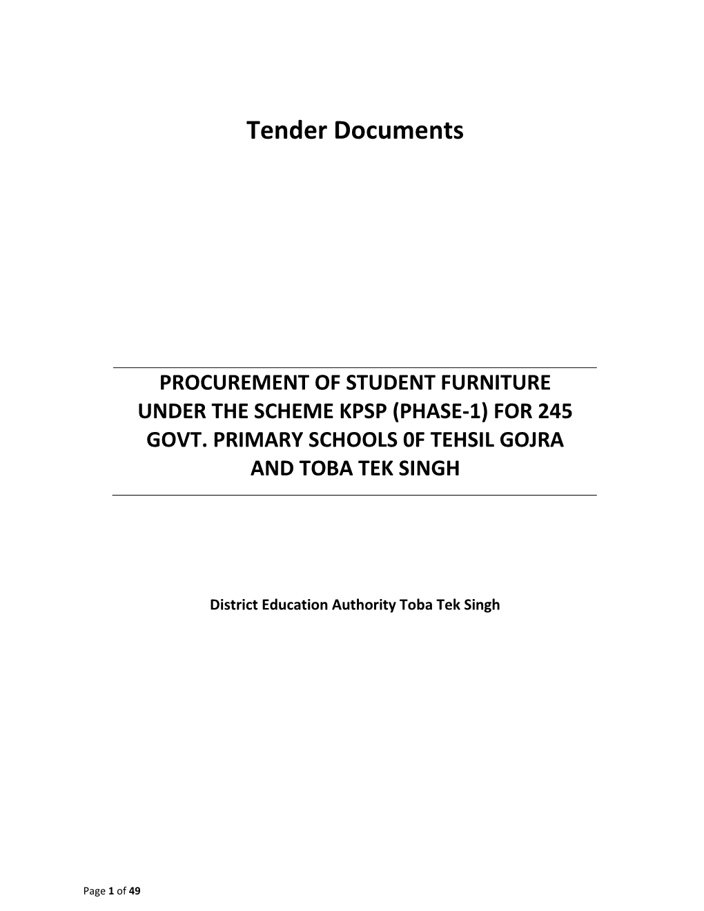 Tender Documents